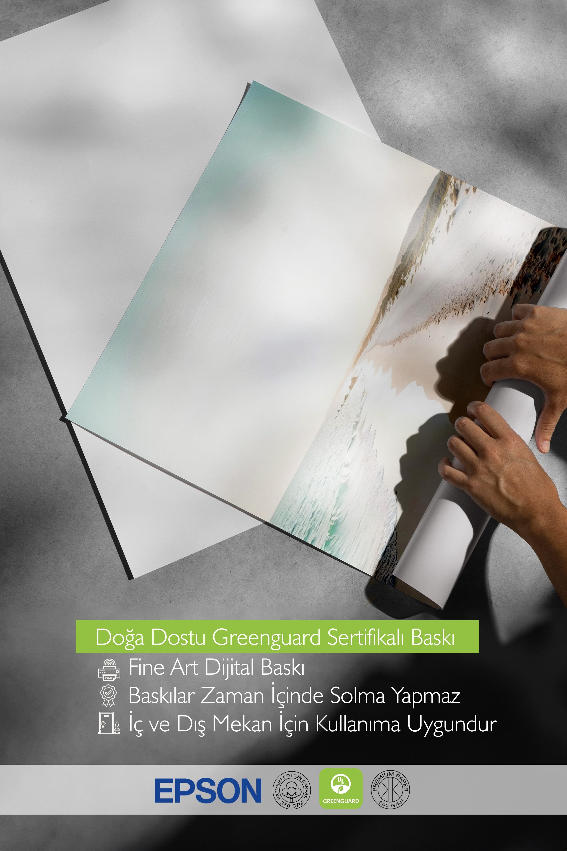 Çerçevesiz Duvar Posteri, Plaj Manzarası, Fotoğraf, Mavi Renk Poster, 2025 Yaz Seçkisi, NO:109745