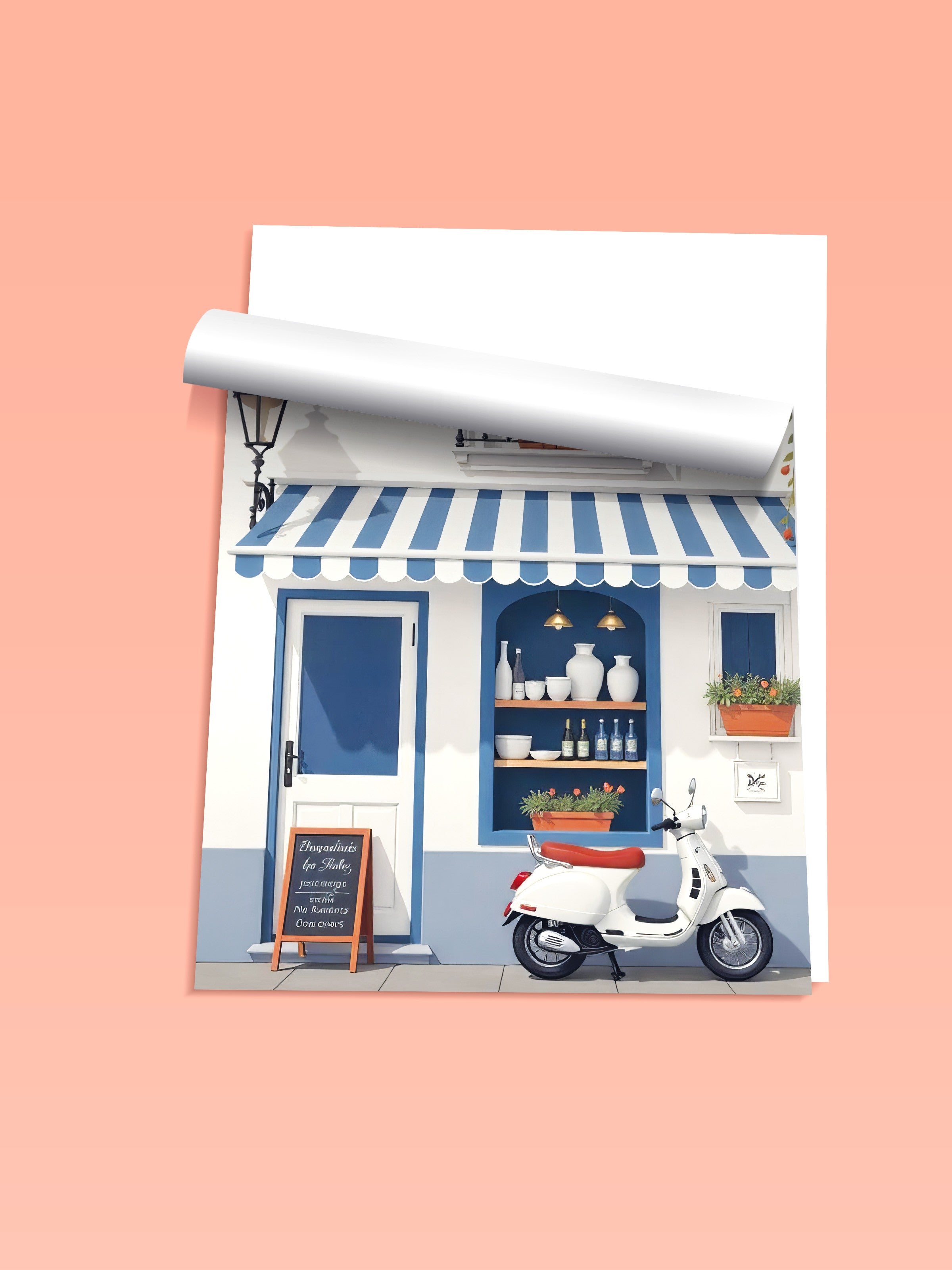 Çerçevesiz Duvar Posteri, Samimi Kafe, İllüstrasyon, Beyaz Renk Poster, 2025 Yaz Seçkisi, NO:109482