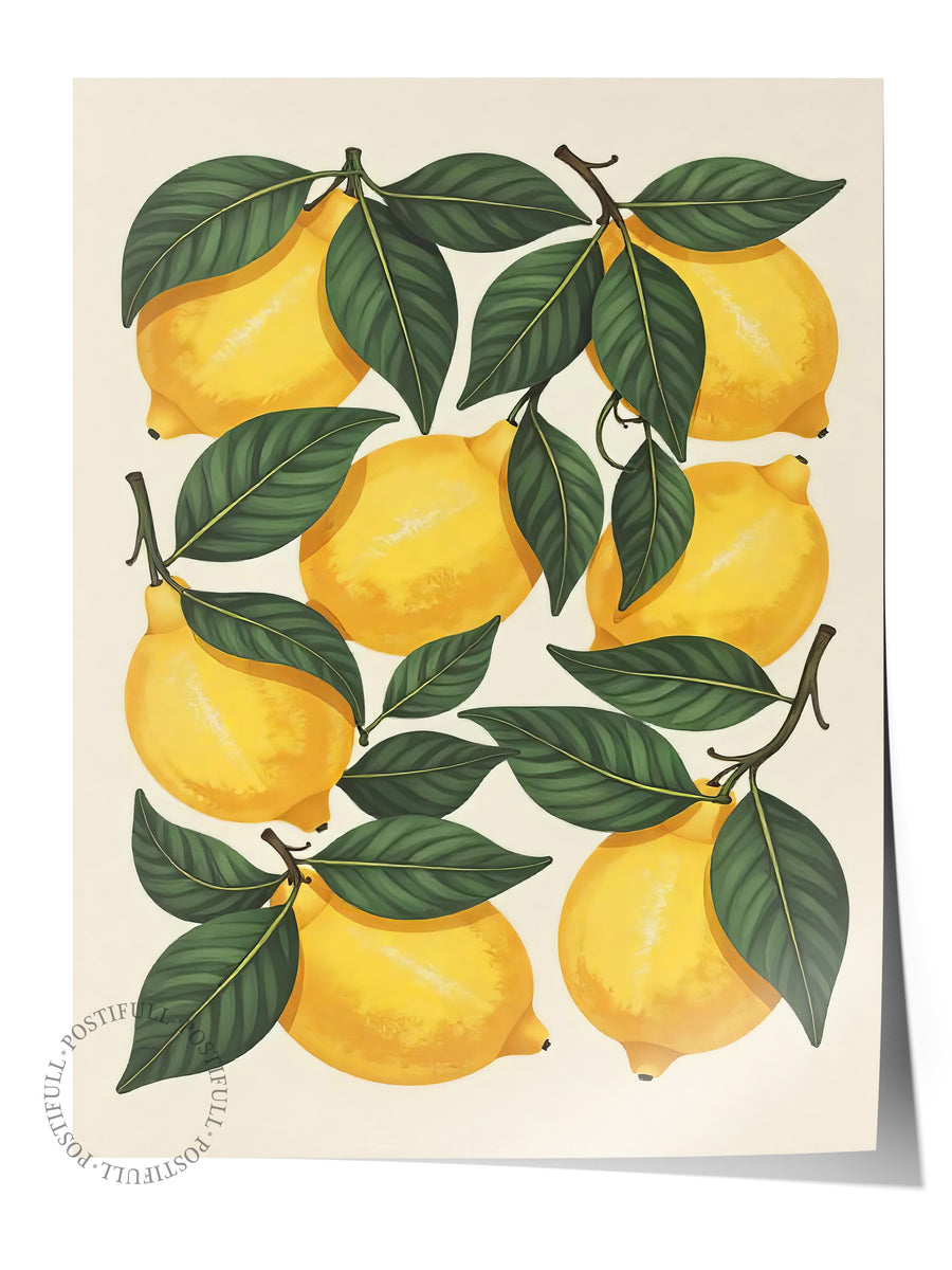 Limonlar ve Yaprakları Poster Yaz Seçkisi Çerçevesiz Poster