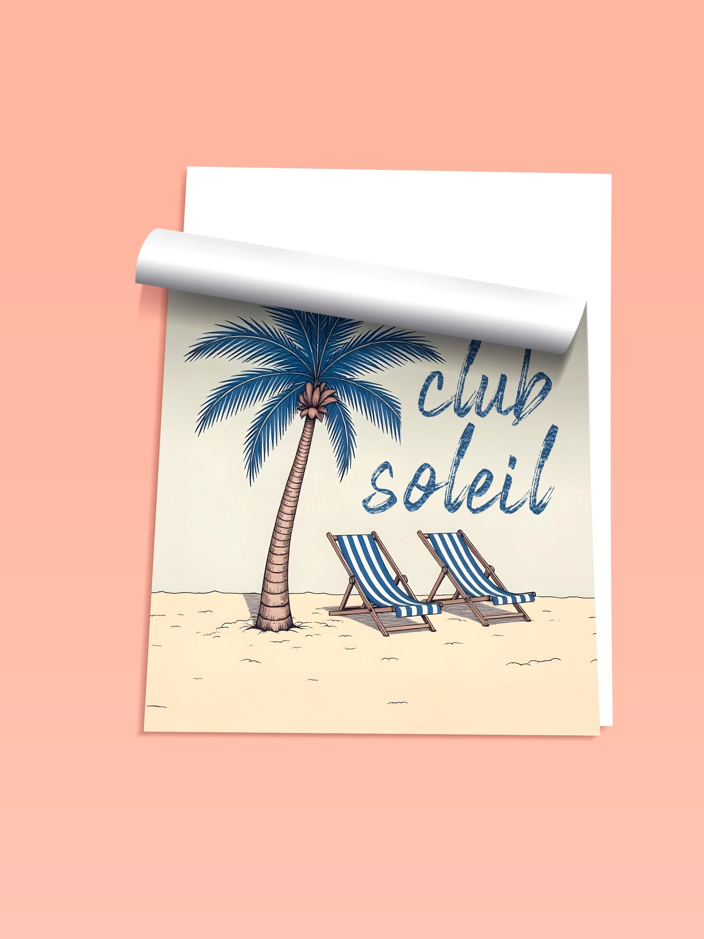 Çerçevesiz Duvar Posteri, Soleil Kulübü, İllüstrasyon, Mavi Renk Poster, 2025 Yaz Seçkisi, NO:109563