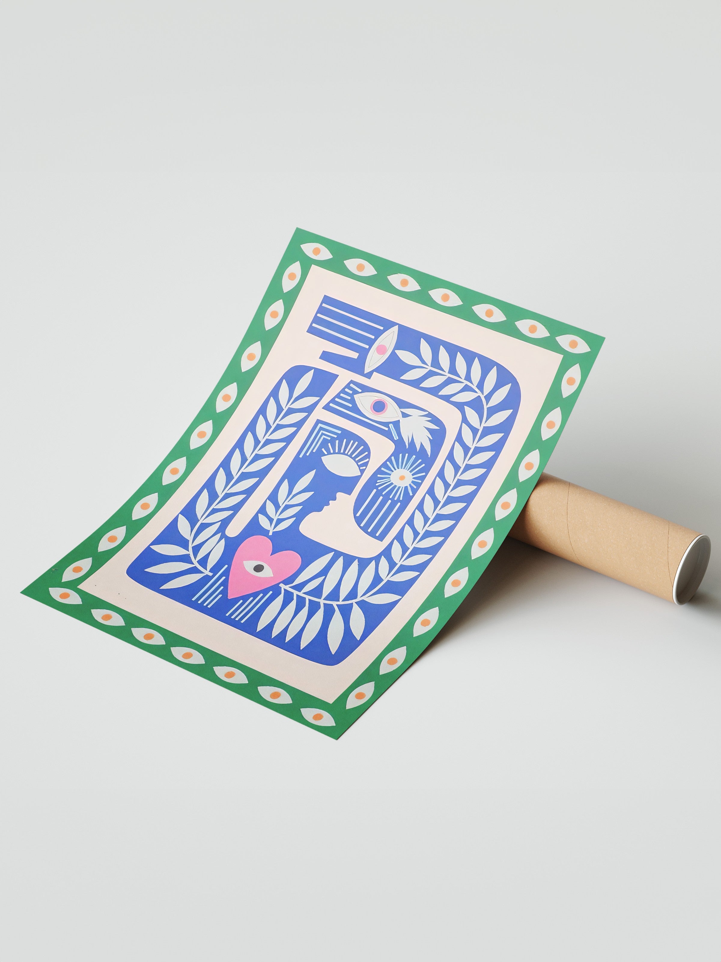 Çerçevesiz Duvar Posteri, Soyut Mavi, İllüstrasyon, Maximalist, Mavi Renk Poster, 2025 Yaz Seçkisi, NO:109489