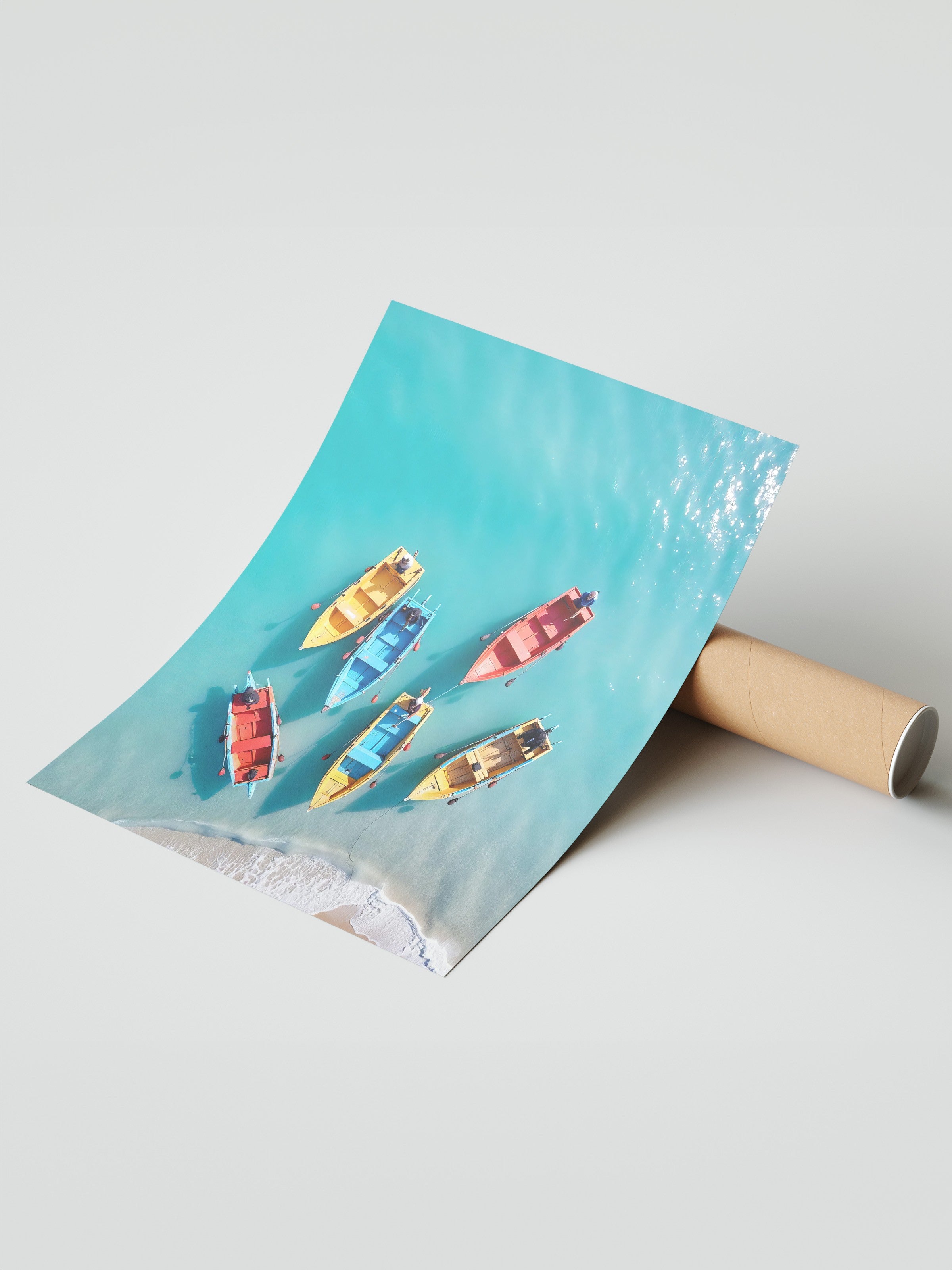 Çerçevesiz Duvar Posteri, Tekneler, Fotoğraf, Maximalist, Mavi Renk Poster, 2025 Yaz Seçkisi, NO:109550