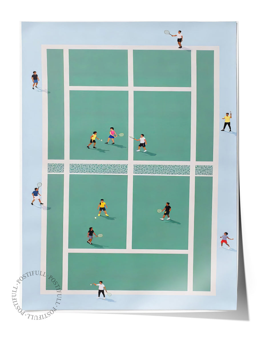 Tenis Kortu Poster Yaz Seçkisi Çerçevesiz Poster