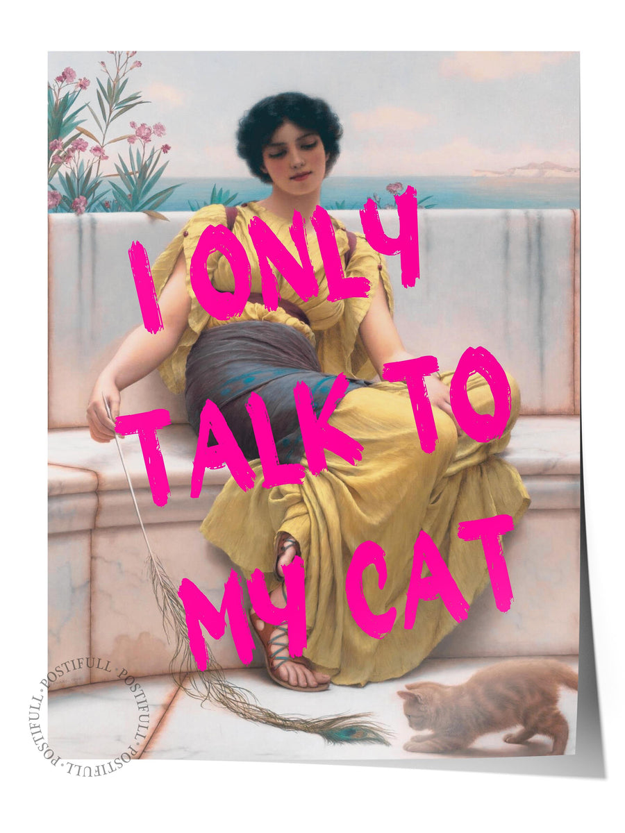 I ONLY TALK TO MY CAT Alternatif Sanat Çerçevesiz Poster