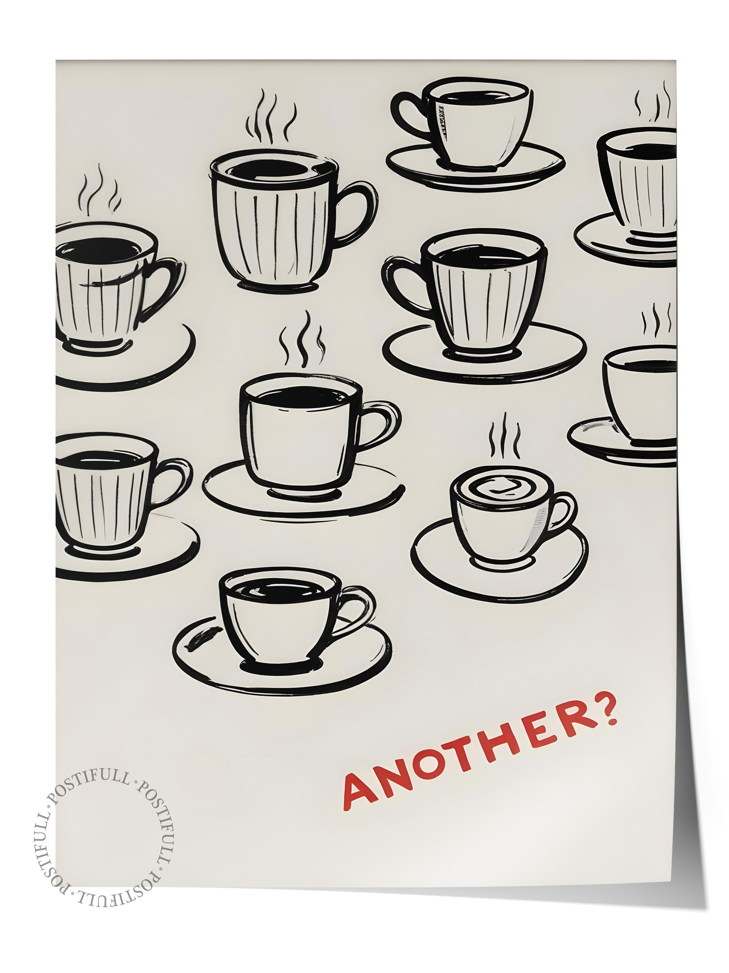 Çerçevesiz Poster, Another Coffee?, Comfort Serisi Mutfak Duvar Posteri, NO:109111