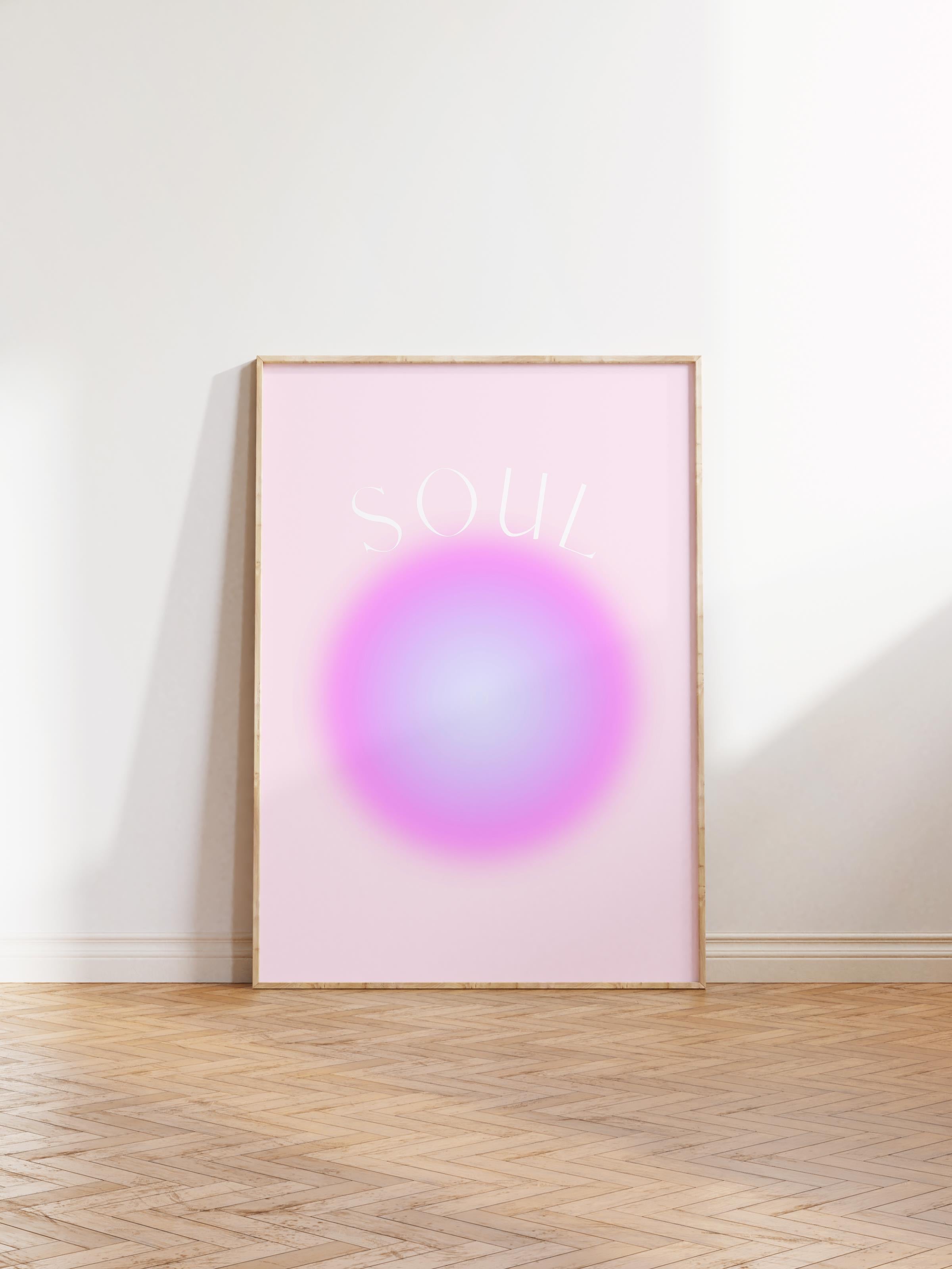 Çerçevesiz Poster, Aura Serisi NO:100 - Soul Pembe Aura, Melek Numaraları, Renkli Poster