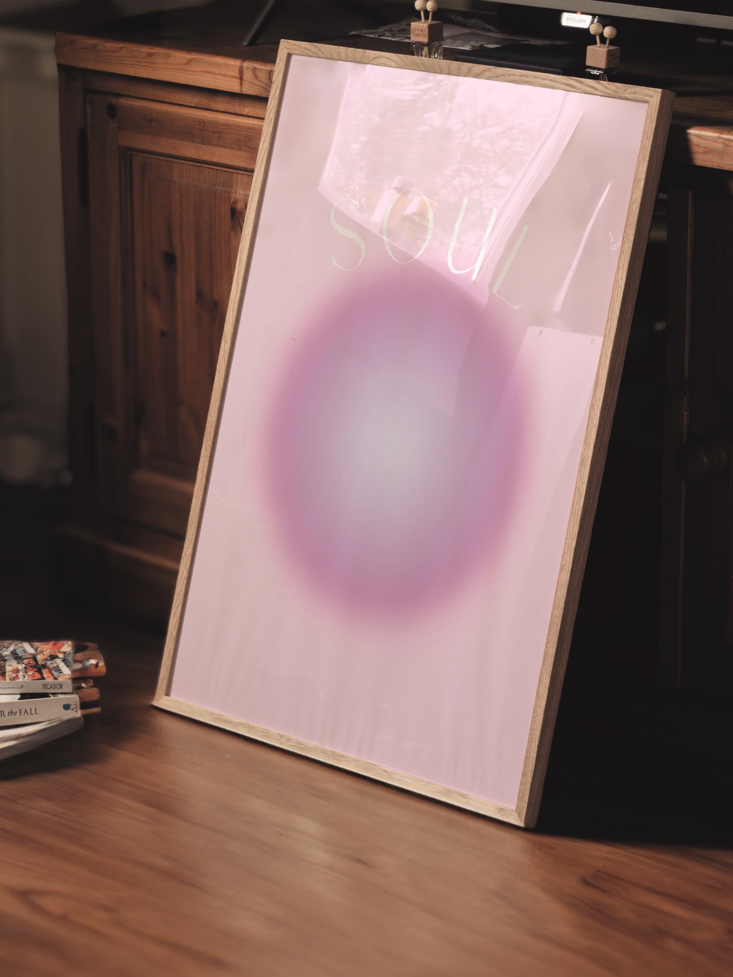 Çerçevesiz Poster, Aura Serisi NO:100 - Soul Pembe Aura, Melek Numaraları, Renkli Poster