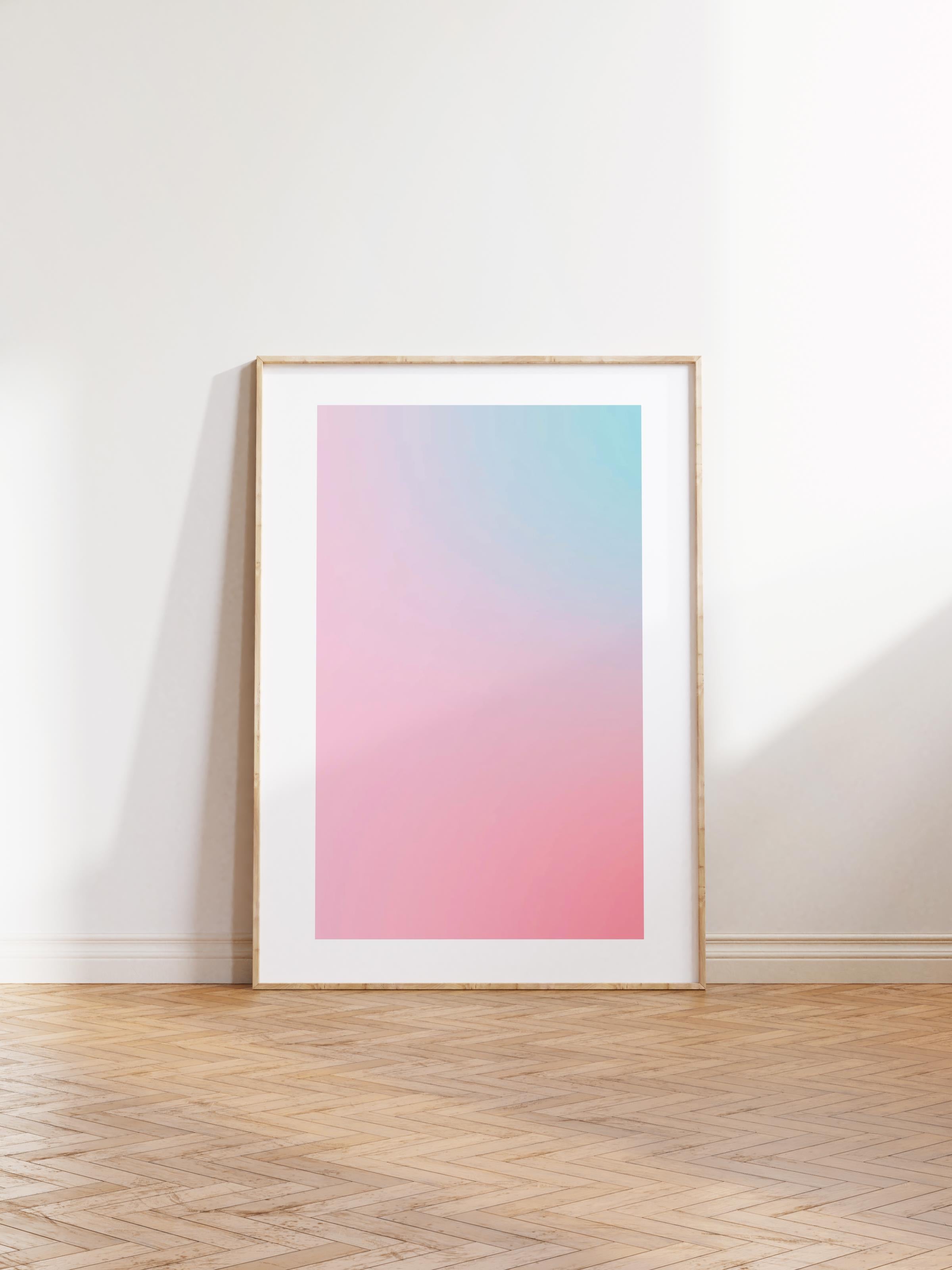 Çerçevesiz Poster, Aura Serisi NO:115 - Pembe ve Mavi Aura, Melek Numaraları, Renkli Poster