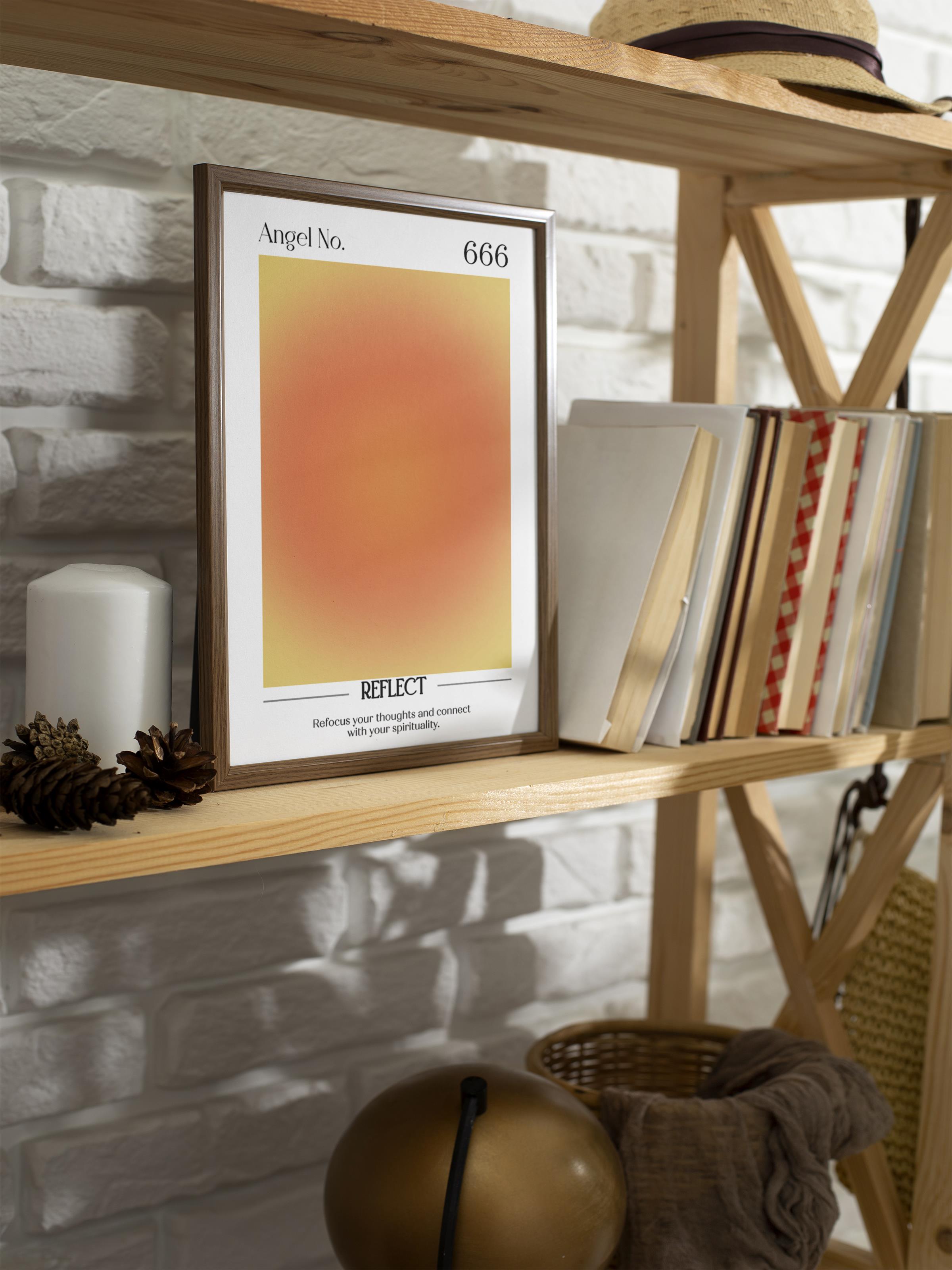 Çerçevesiz Poster, Aura Serisi NO:119 - 666 - Reflect Turuncu, Melek Numaraları, Renkli Poster
