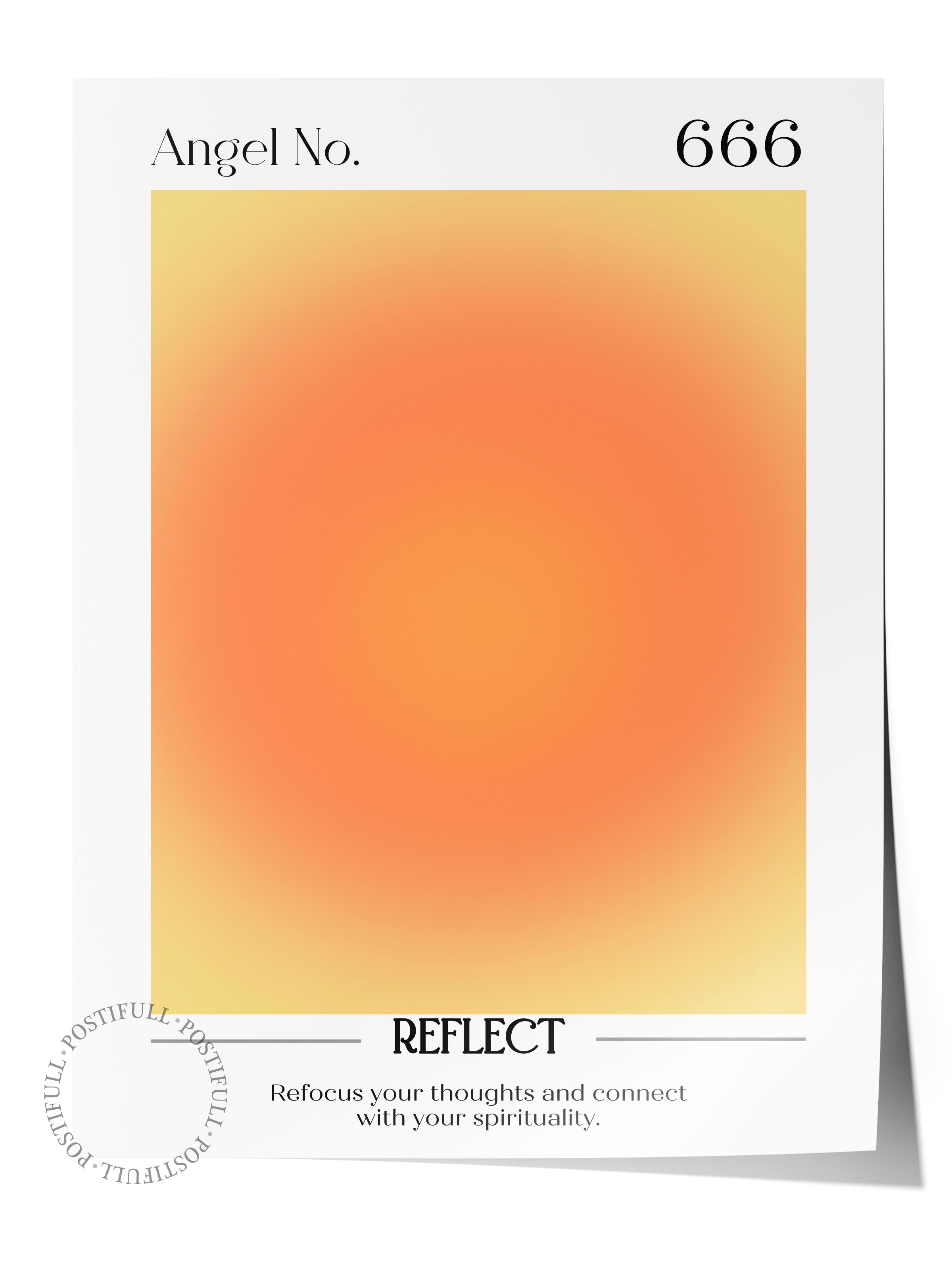 Çerçevesiz Poster, Aura Serisi NO:119 - 666 - Reflect Turuncu, Melek Numaraları, Renkli Poster