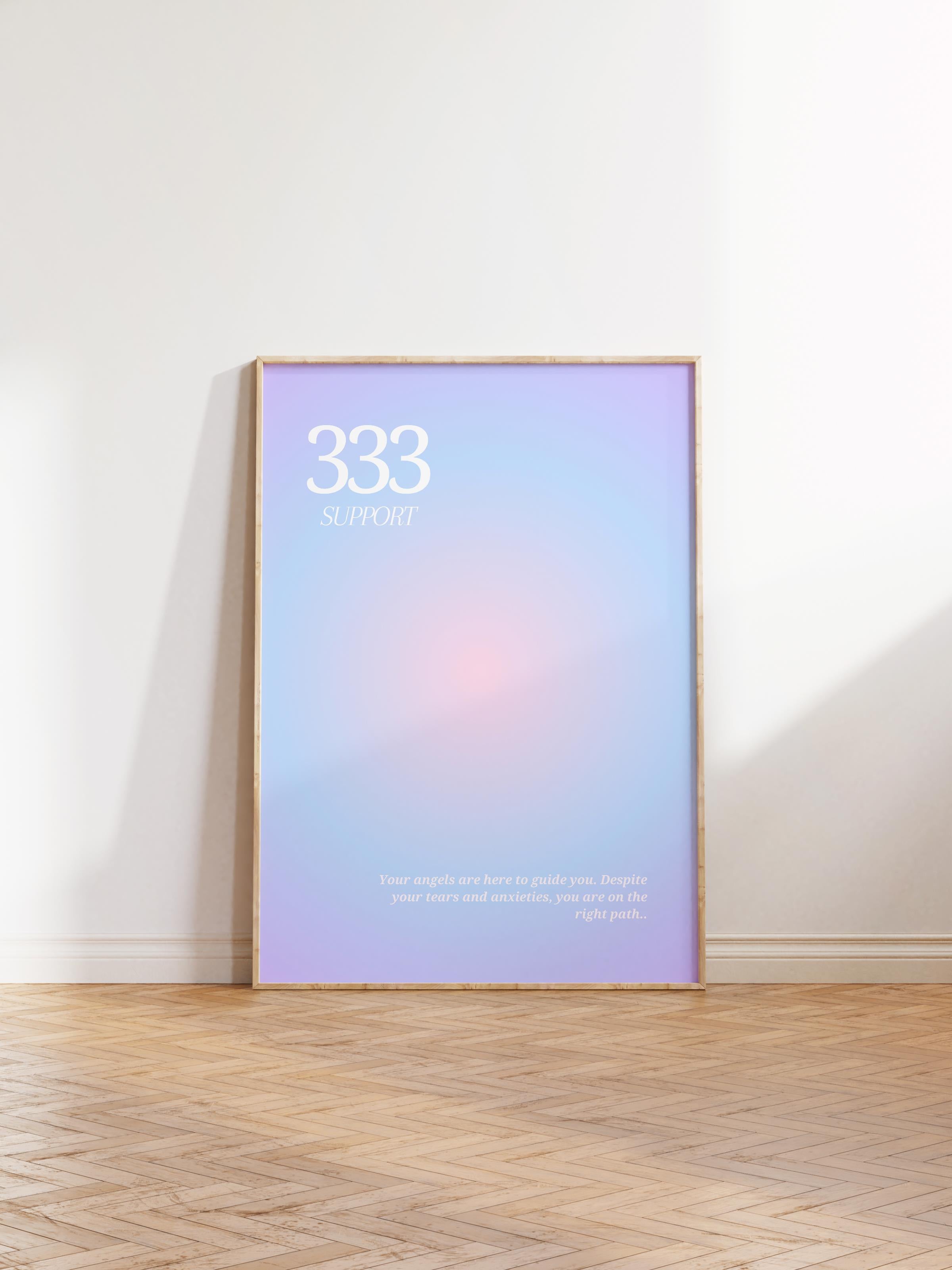 Çerçevesiz Poster, Aura Serisi NO:121 - 333 - Mor, Melek Numaraları, Renkli Poster