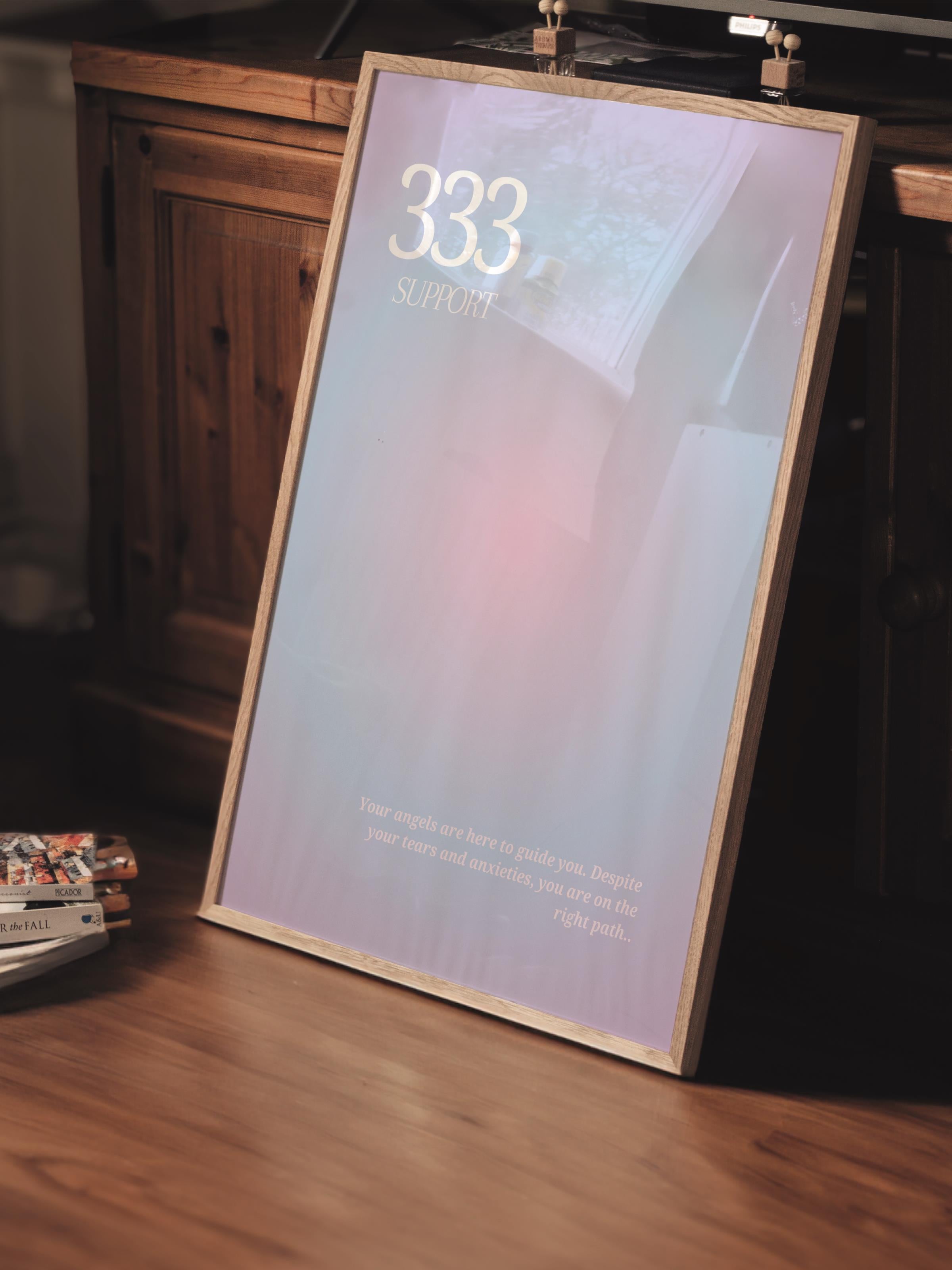 Çerçevesiz Poster, Aura Serisi NO:121 - 333 - Mor, Melek Numaraları, Renkli Poster