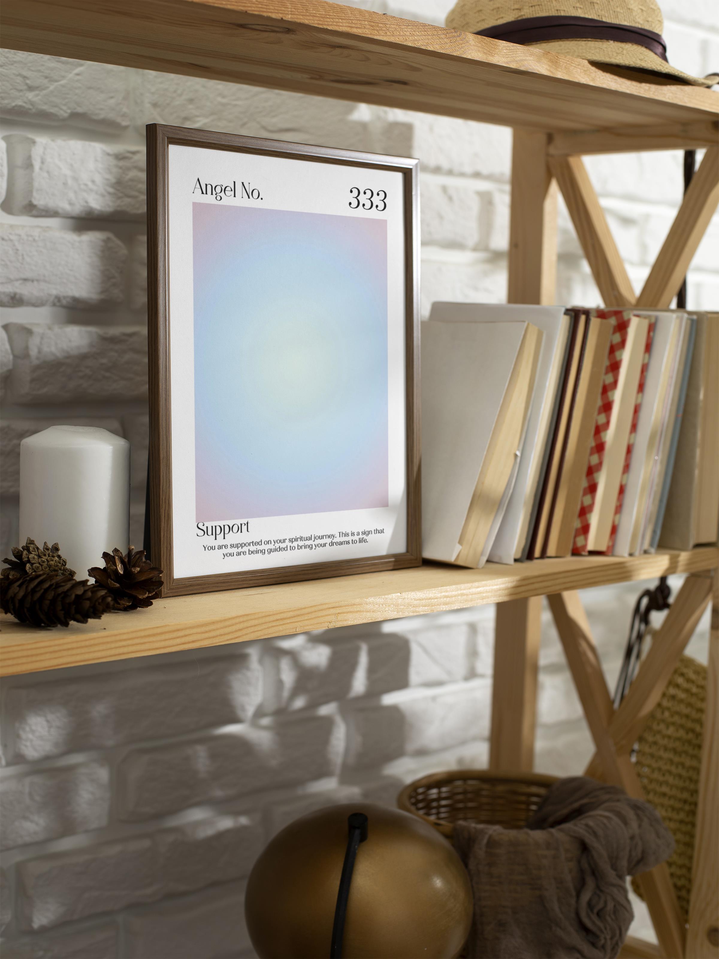 Çerçevesiz Poster, Aura Serisi NO:125 - 333 - Mavi, Melek Numaraları, Renkli Poster