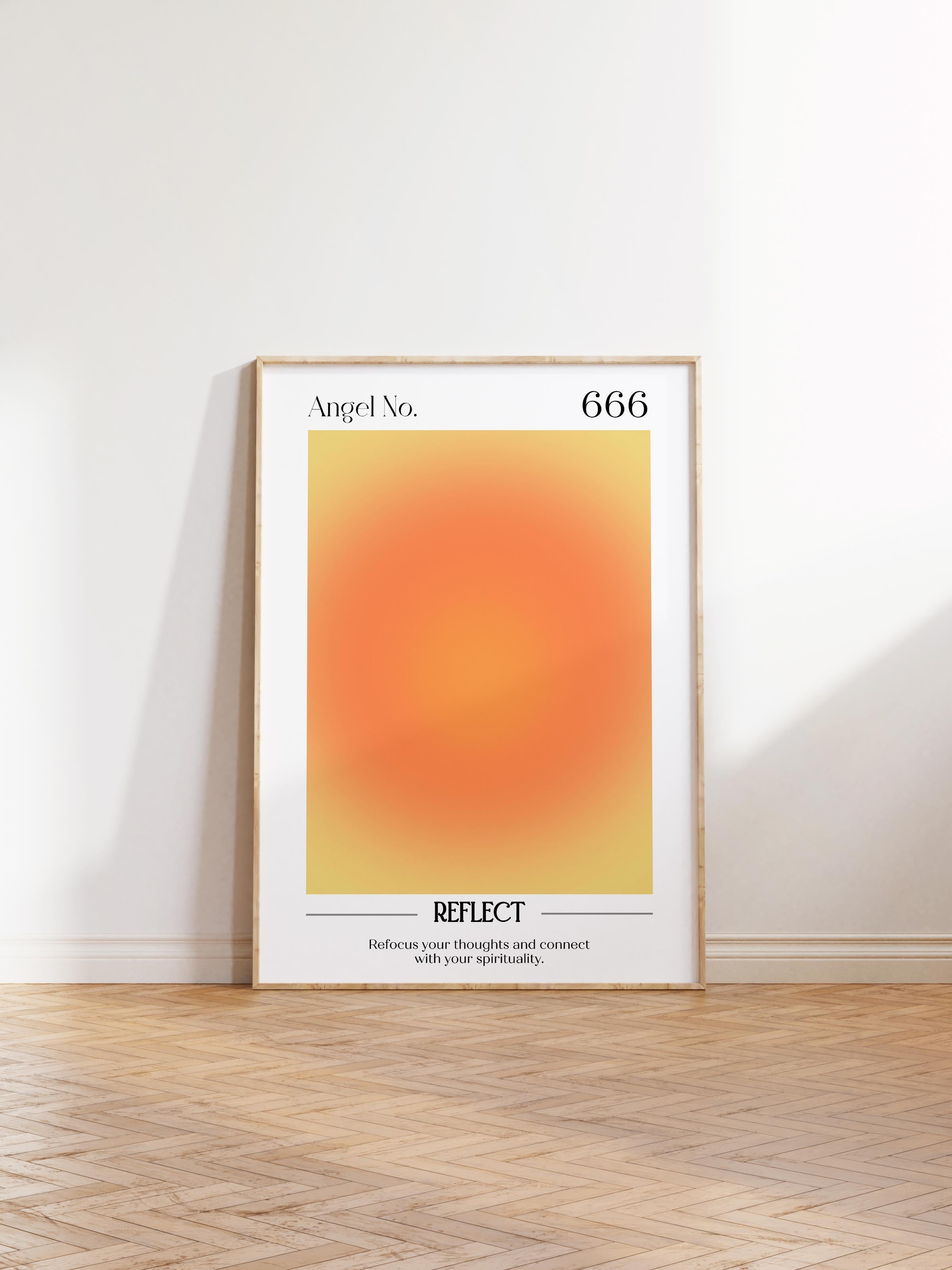 Çerçevesiz Poster, Aura Serisi NO:126 - 666 - Turuncu, Melek Numaraları, Renkli Poster