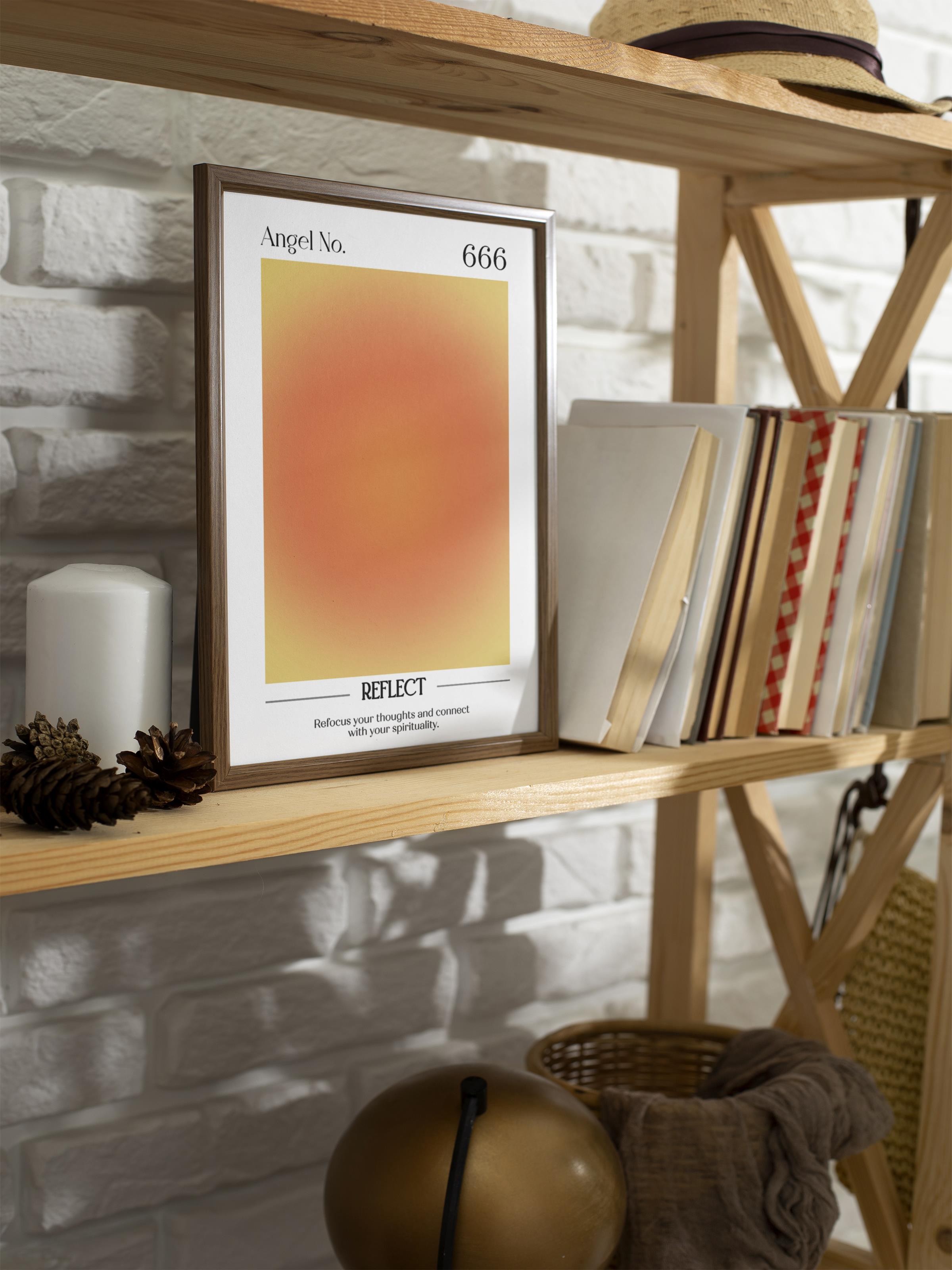 Çerçevesiz Poster, Aura Serisi NO:126 - 666 - Turuncu, Melek Numaraları, Renkli Poster