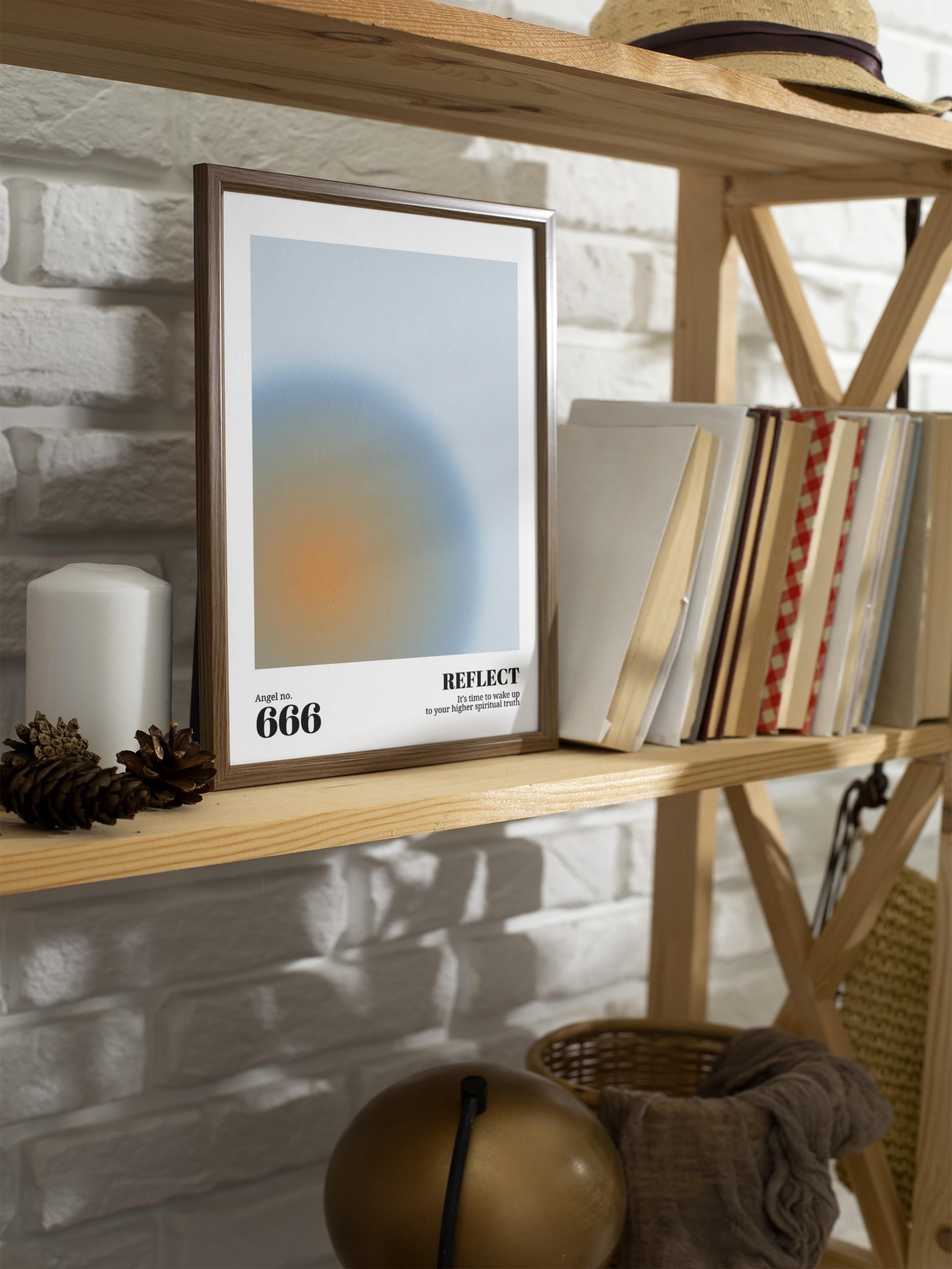 Çerçevesiz Poster, Aura Serisi NO:135 - 666 - Sarı ve Mavi, Melek Numaraları, Renkli Poster