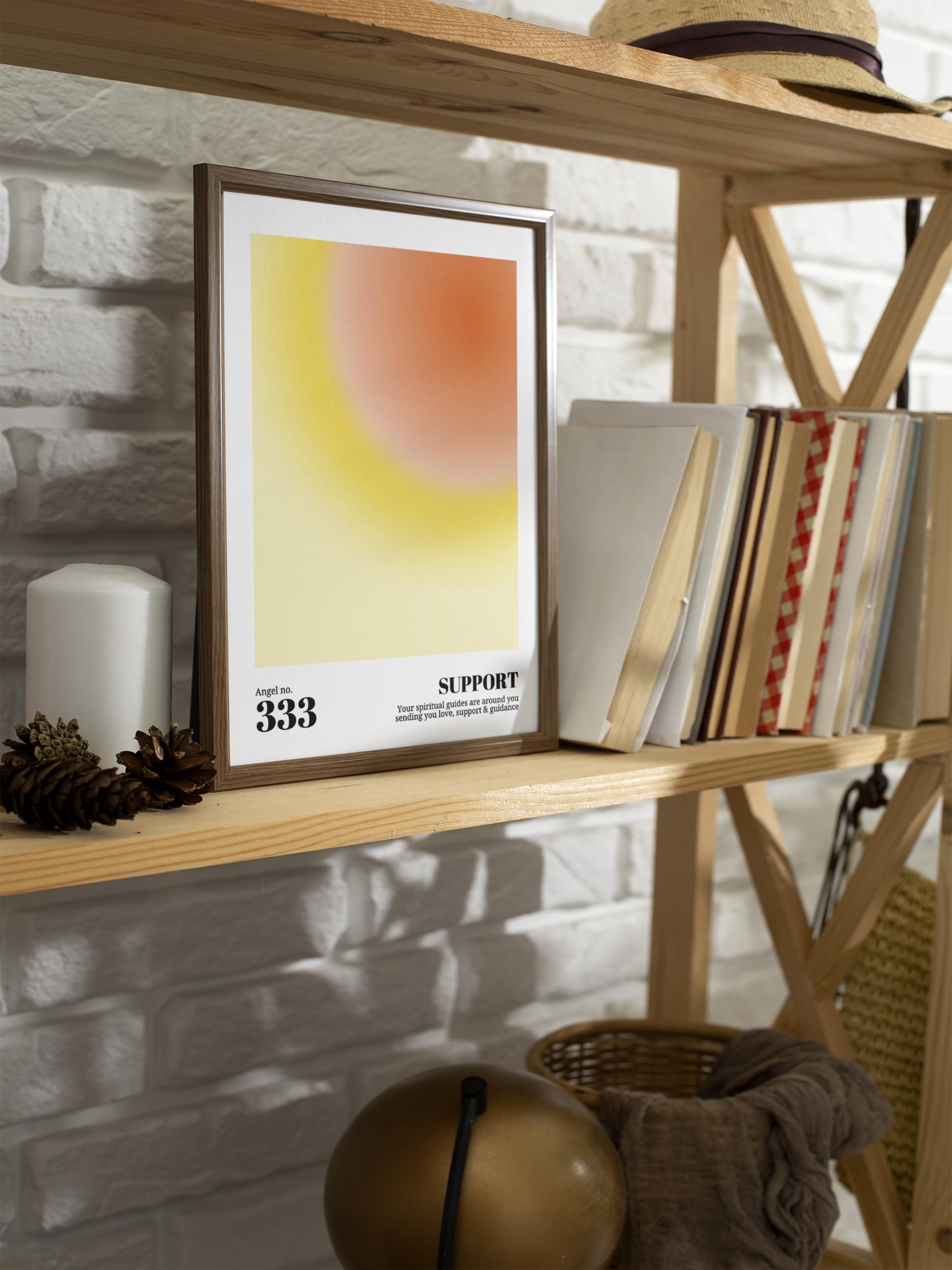 Çerçevesiz Poster, Aura Serisi NO:136 - 333 - Sarı ve Turuncu, Melek Numaraları, Renkli Poster