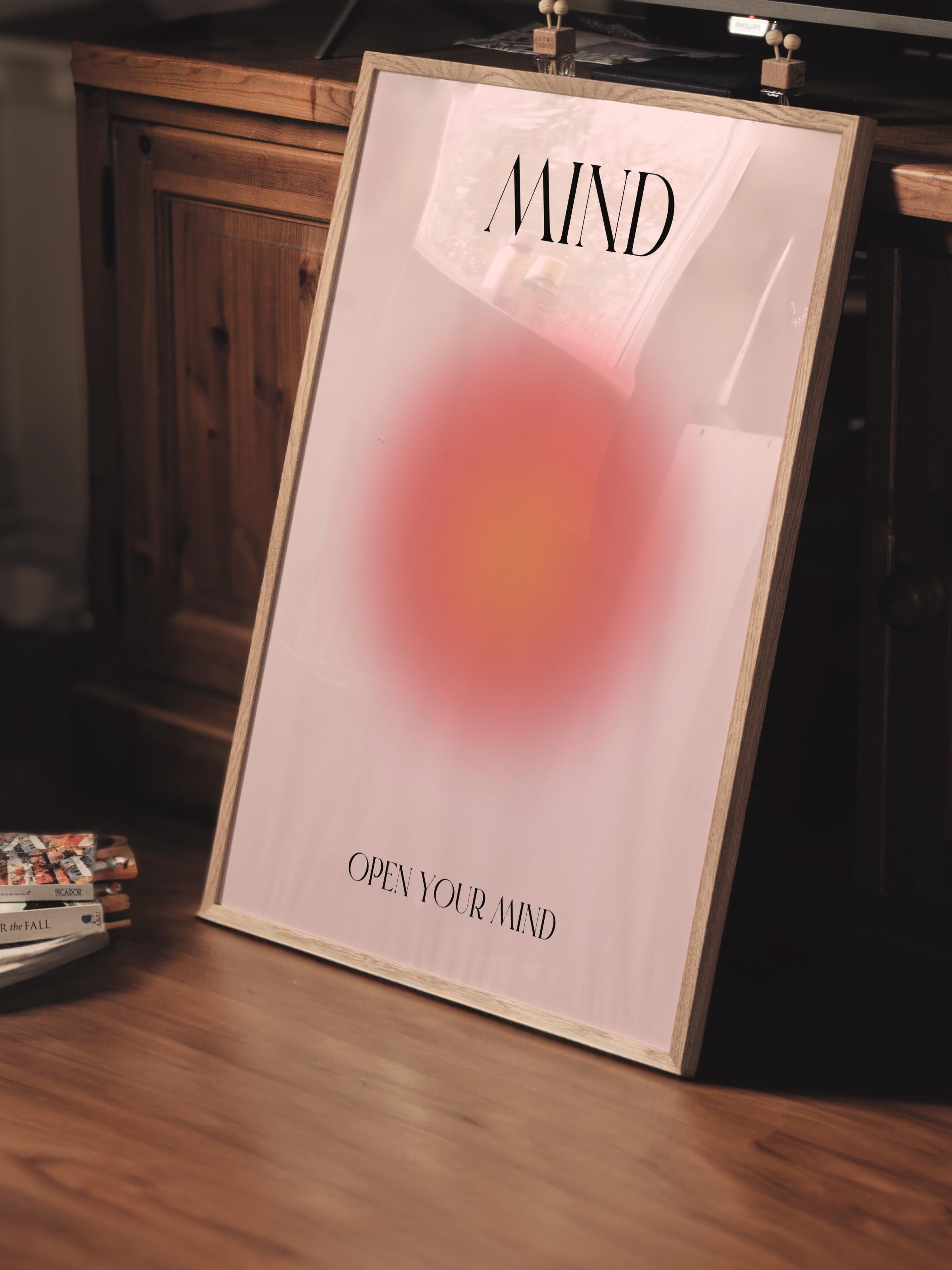 Çerçevesiz Poster, Aura Serisi NO:14 - Mind, Open Your Mind, Melek Numaraları, Renkli Poster