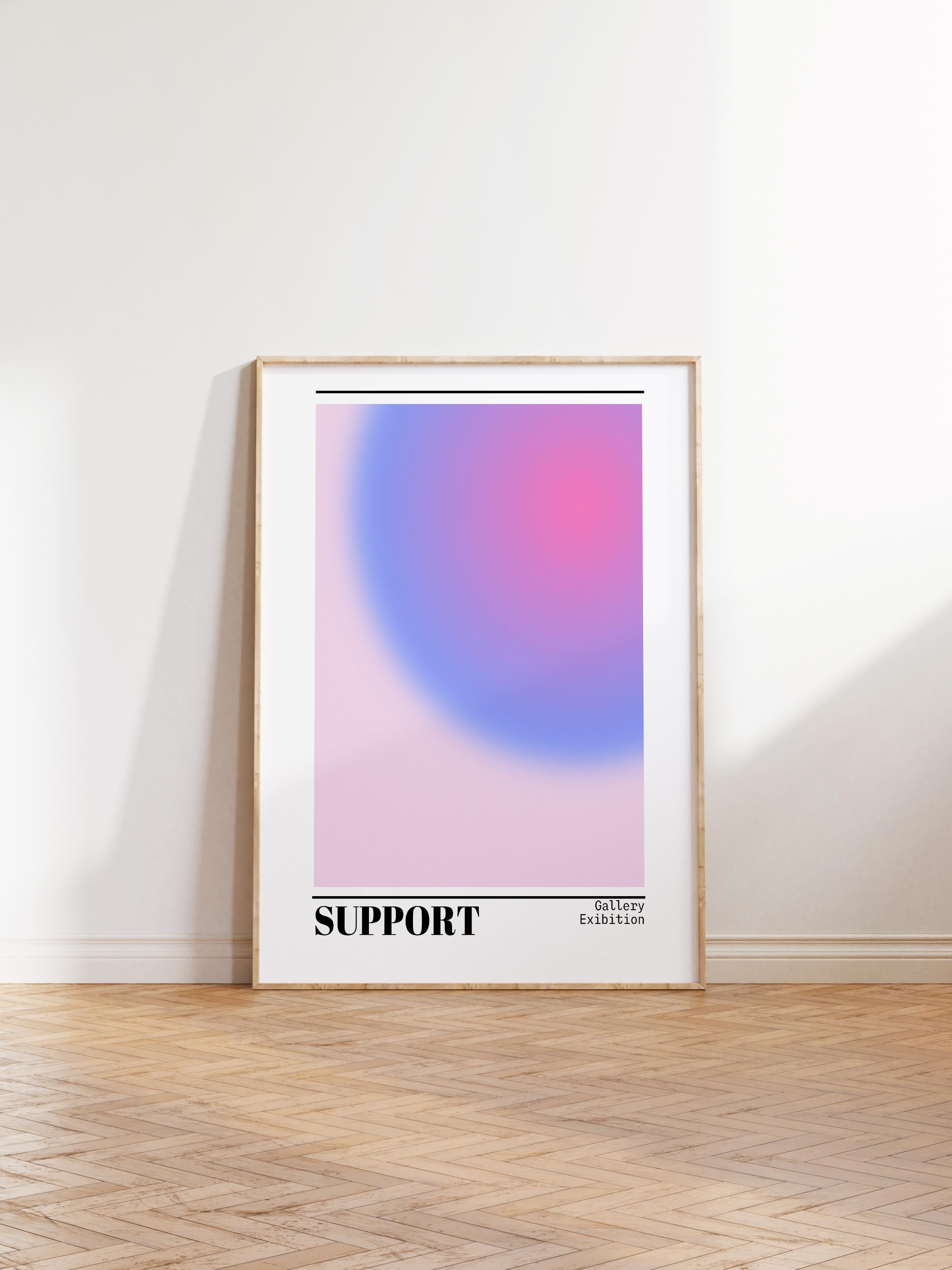 Çerçevesiz Poster, Aura Serisi NO:142 - Support Pembe ve Mavi, Melek Numaraları, Renkli Poster