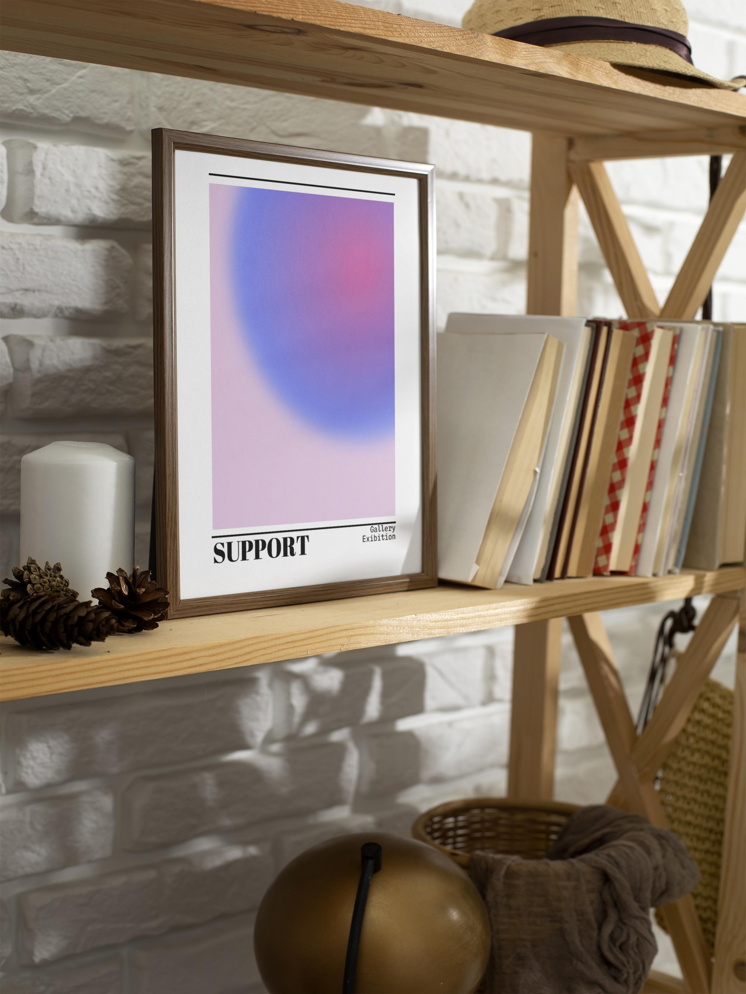 Çerçevesiz Poster, Aura Serisi NO:142 - Support Pembe ve Mavi, Melek Numaraları, Renkli Poster