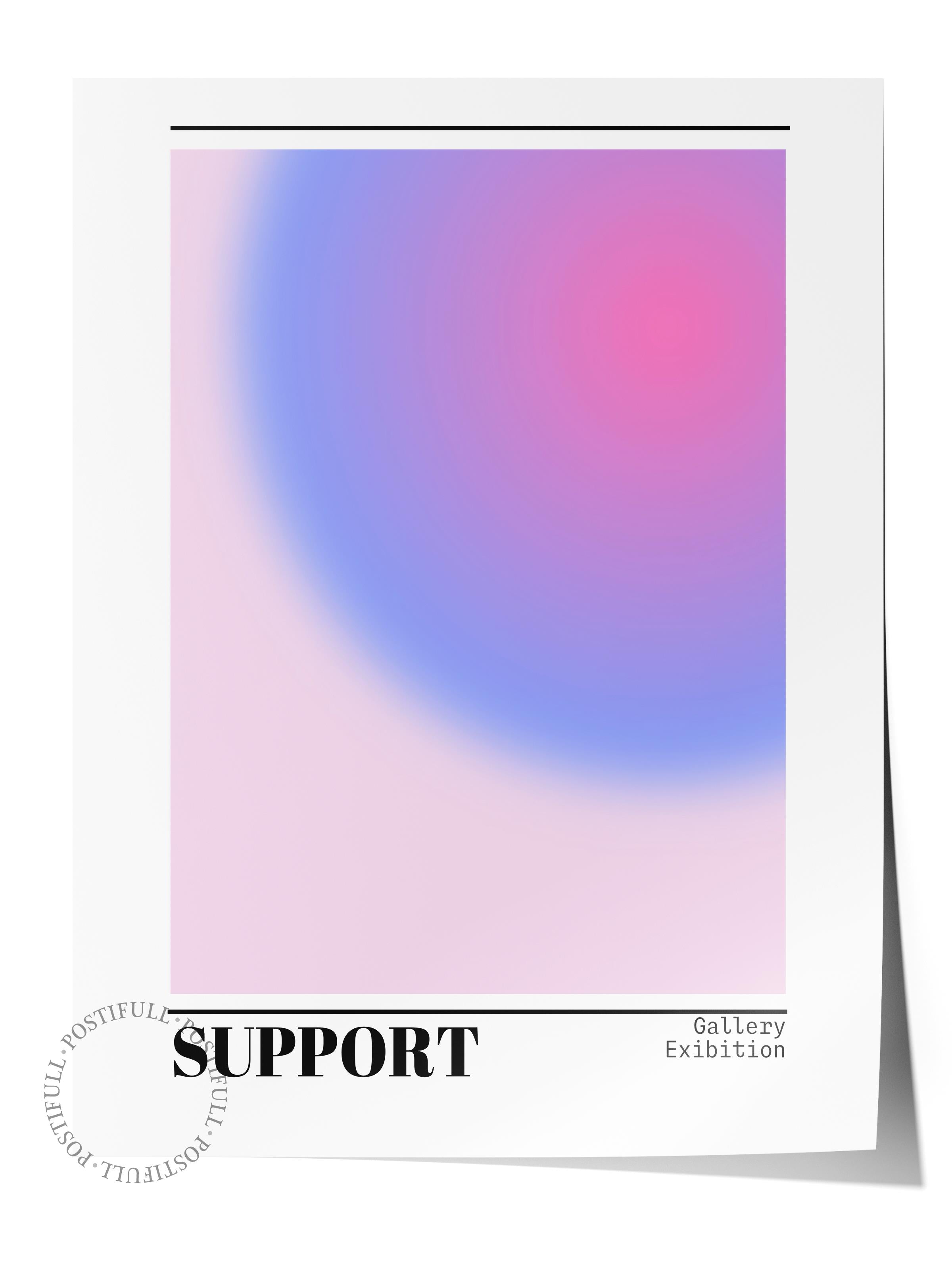 Çerçevesiz Poster, Aura Serisi NO:142 - Support Pembe ve Mavi, Melek Numaraları, Renkli Poster