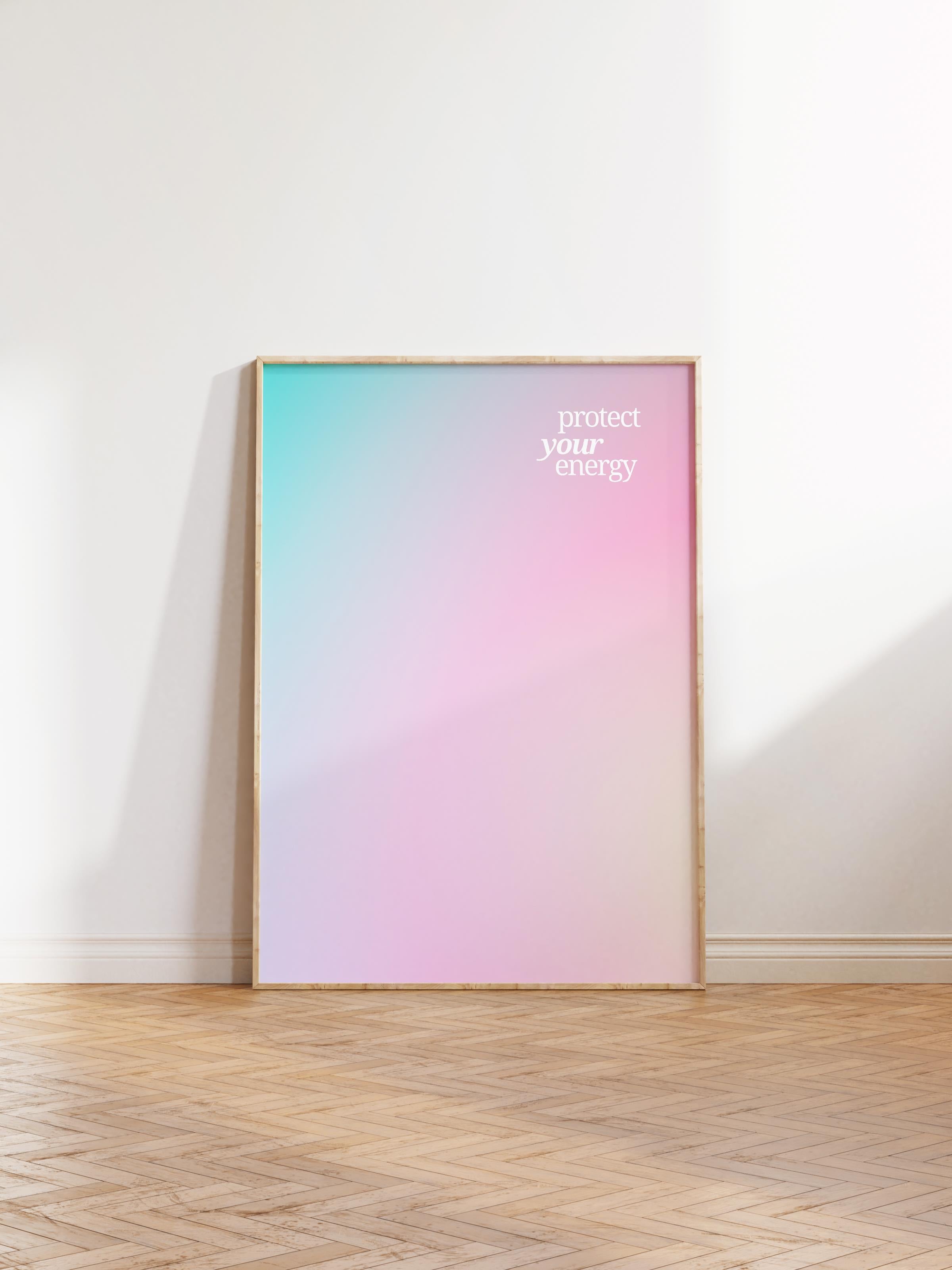 Çerçevesiz Poster, Aura Serisi NO:148 - Protect Your Energy, Melek Numaraları, Renkli Poster