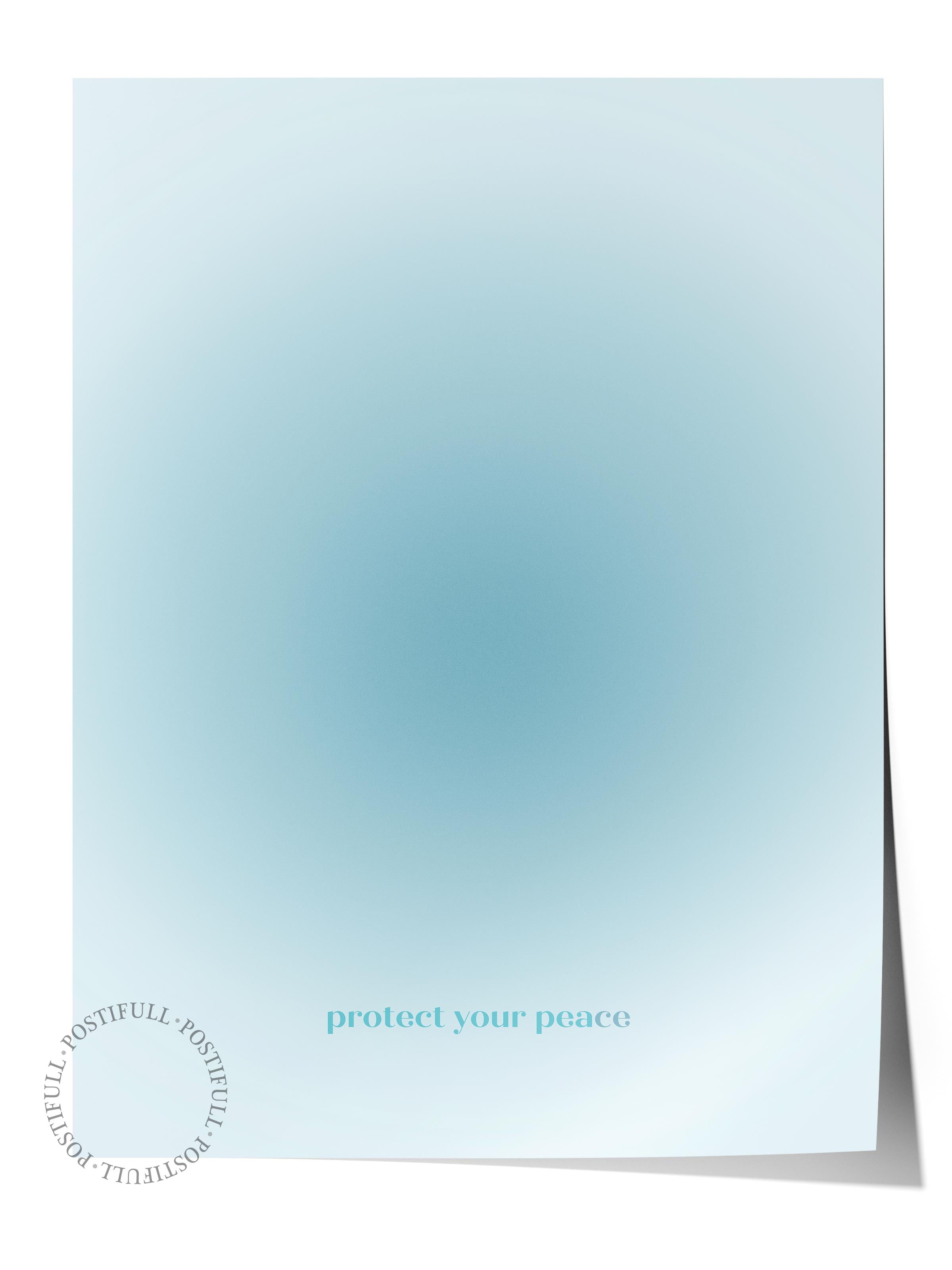 Çerçevesiz Poster, Aura Serisi NO:152 - Protect Your Energy Mavi, Melek Numaraları, Renkli Poster