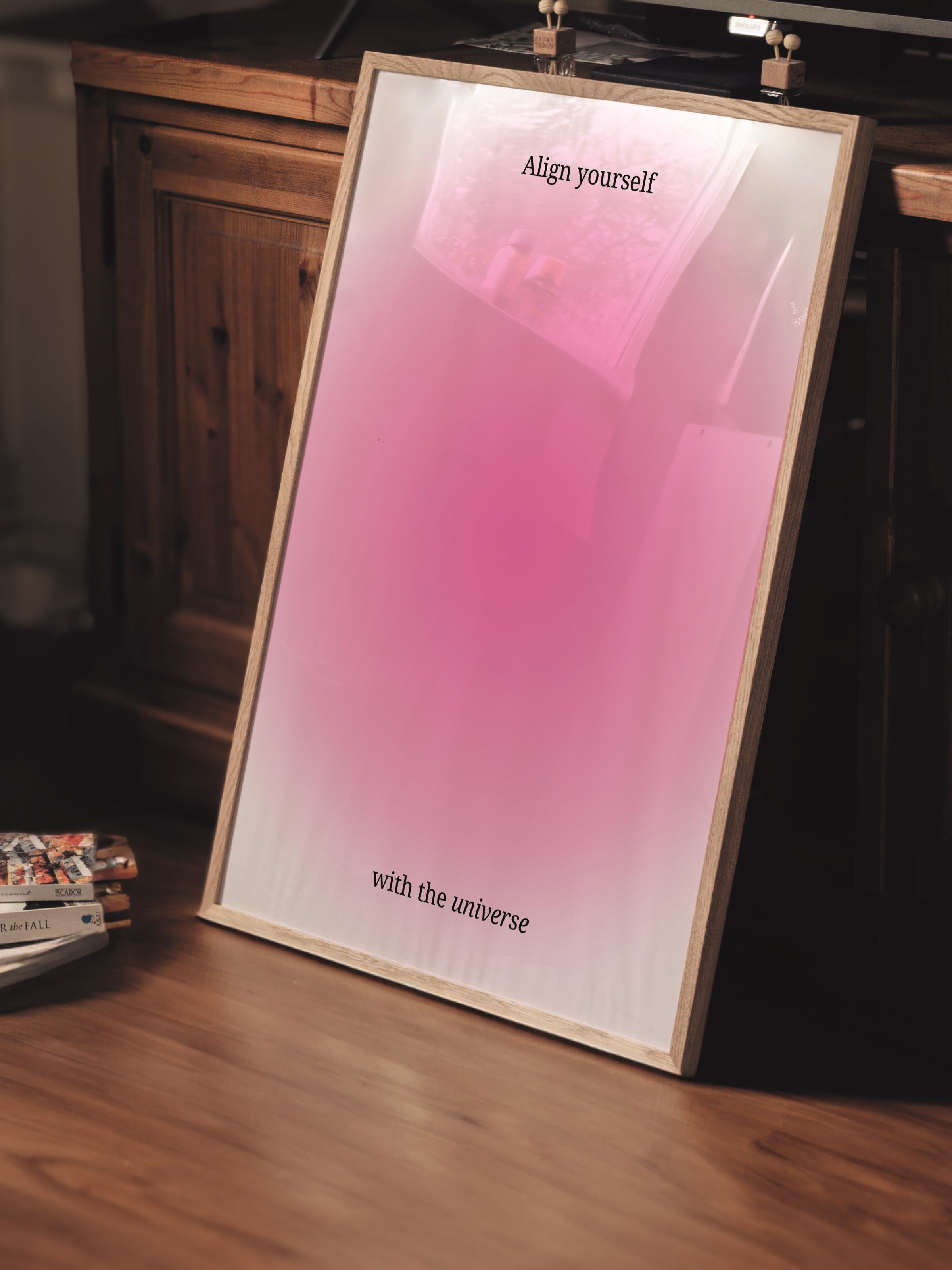 Çerçevesiz Poster, Aura Serisi NO:155 - Pembe Aura, Melek Numaraları, Renkli Poster