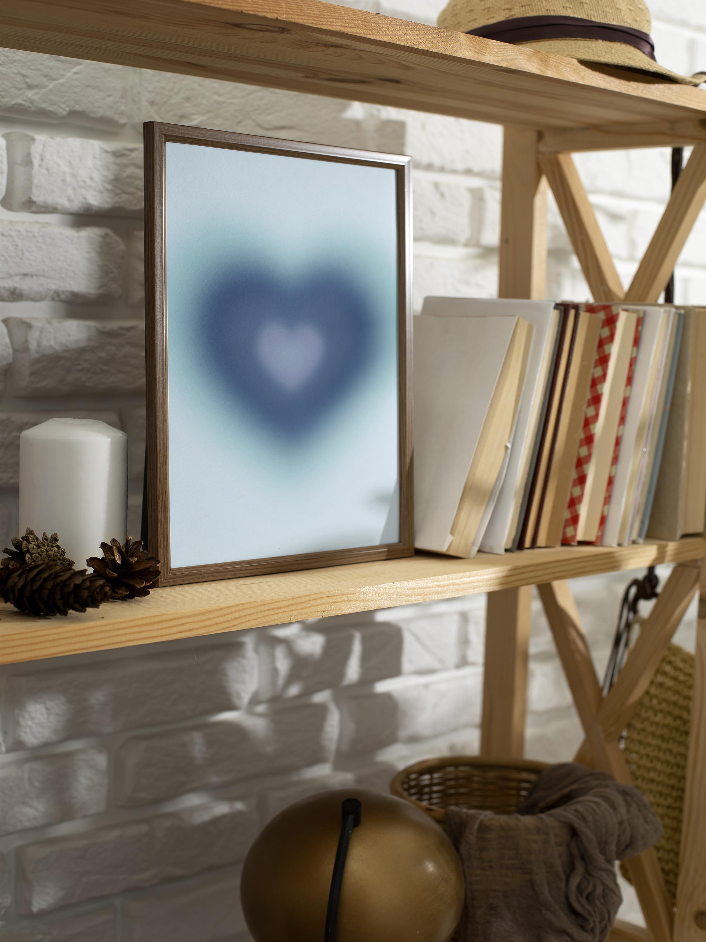 Çerçevesiz Poster, Aura Serisi NO:157 - Mavi Kalp, Melek Numaraları, Renkli Poster