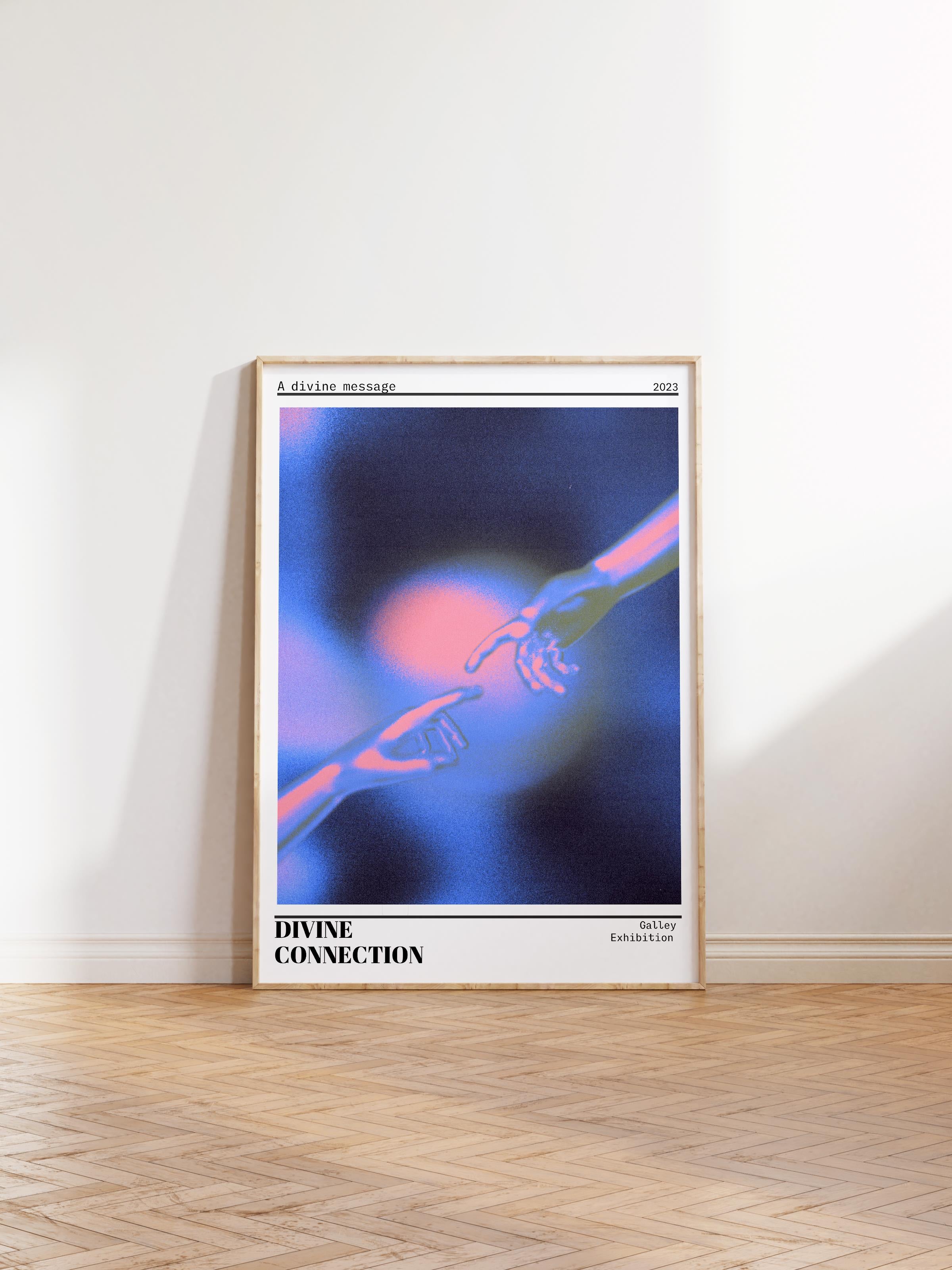 Çerçevesiz Poster, Aura Serisi NO:159 - Touch Mavi, Melek Numaraları, Renkli Poster