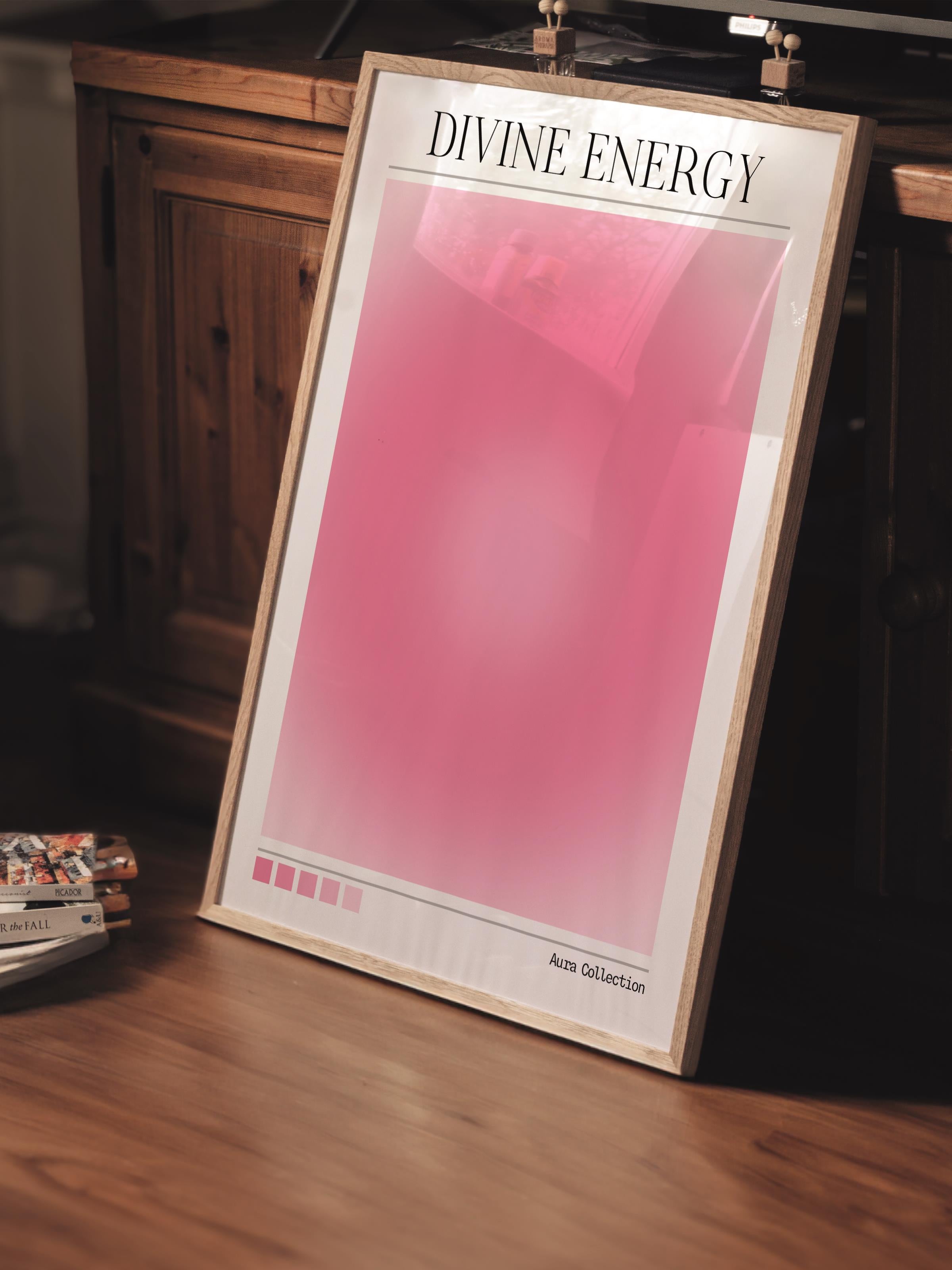 Çerçevesiz Poster, Aura Serisi NO:162 - Divine Energy Pembe, Melek Numaraları, Renkli Poster