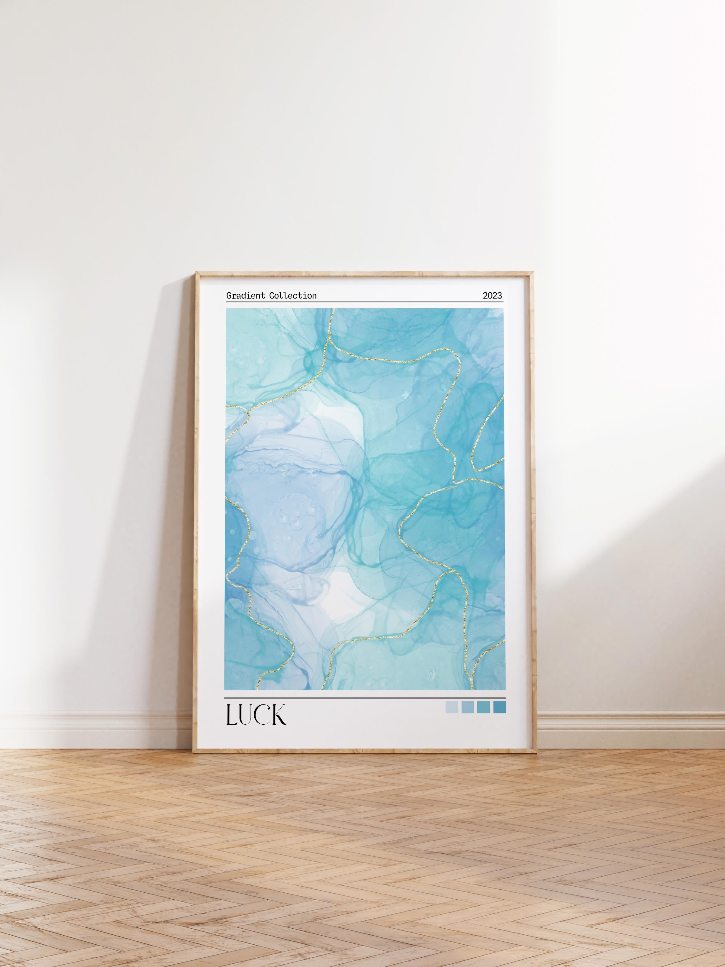 Çerçevesiz Poster, Aura Serisi NO:166 - Luck Mavi, Melek Numaraları, Renkli Poster