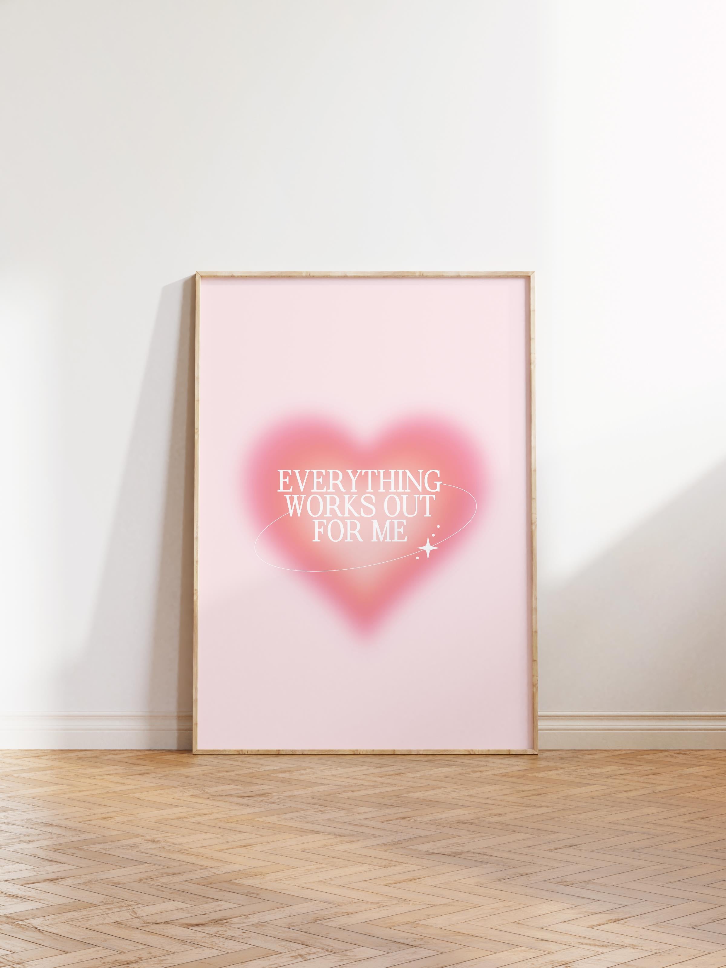 Çerçevesiz Poster, Aura Serisi NO:167 - Everything Works Out for Me, Melek Numaraları, Renkli Poster