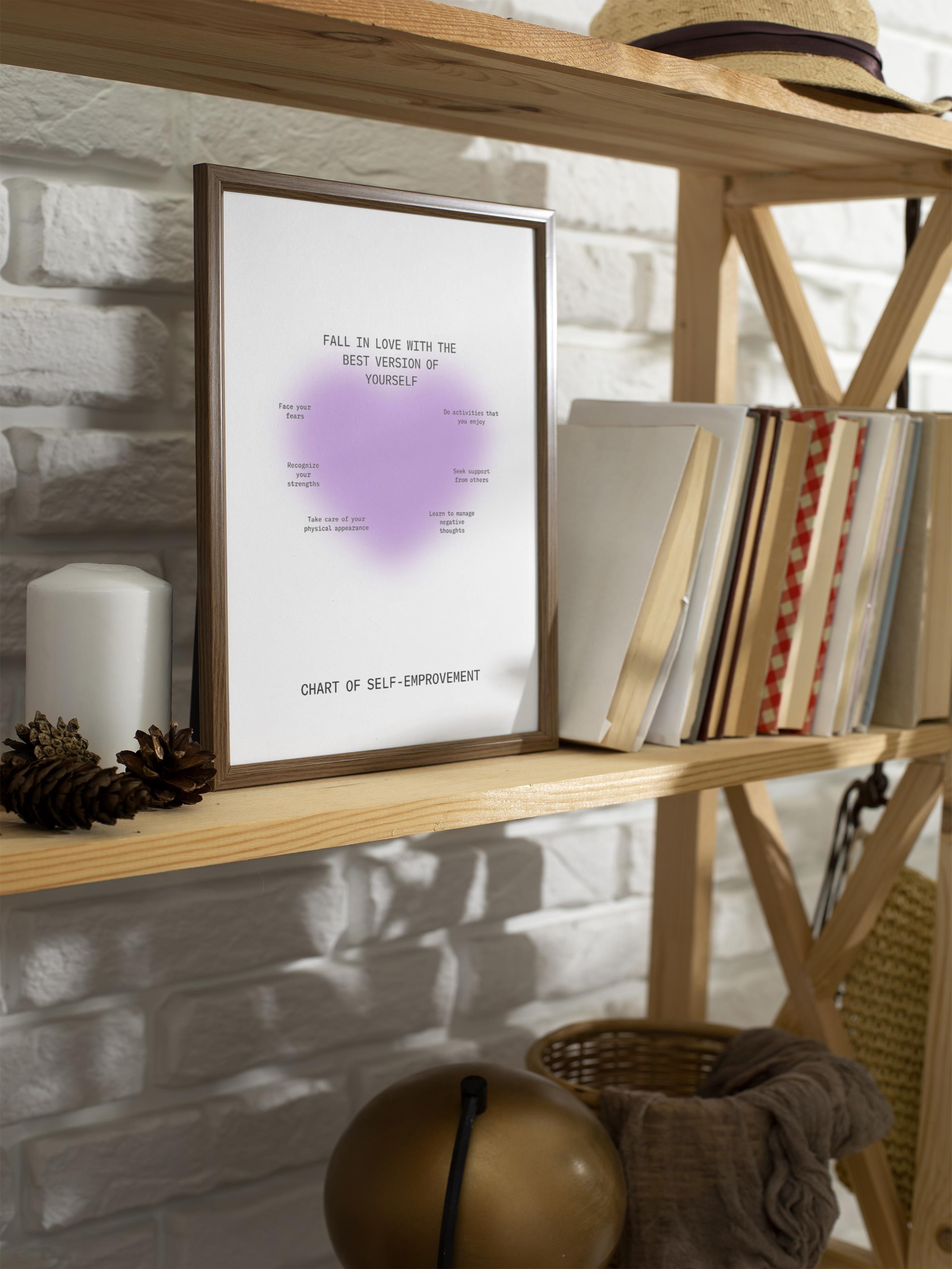 Çerçevesiz Poster, Aura Serisi NO:171 - Mor Kalp, Melek Numaraları, Renkli Poster