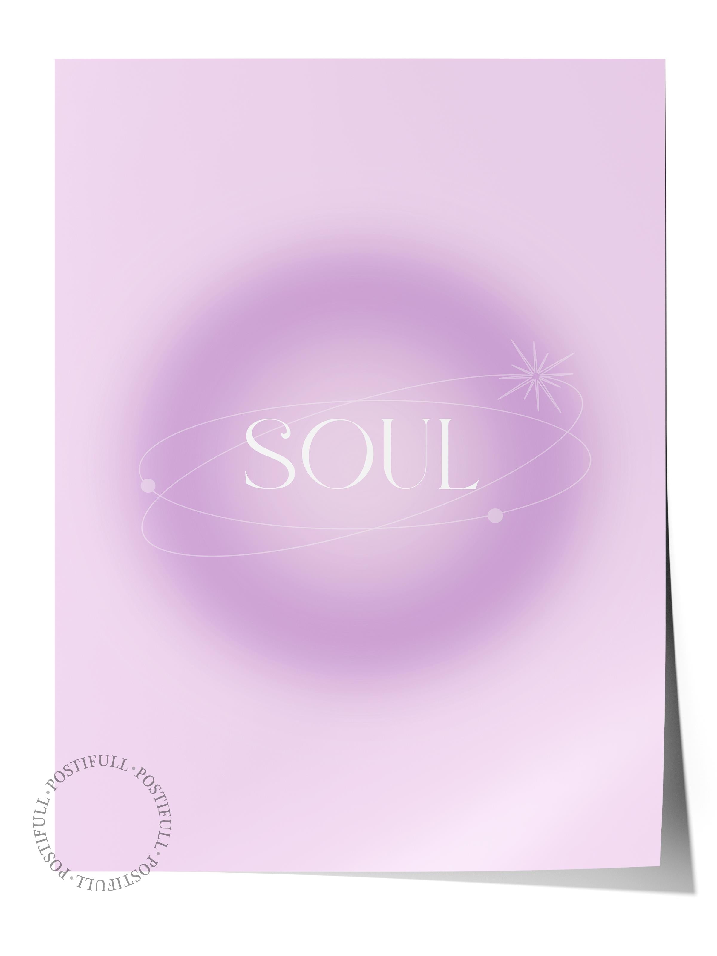 Çerçevesiz Poster, Aura Serisi NO:174 - Soul Mor, Melek Numaraları, Renkli Poster