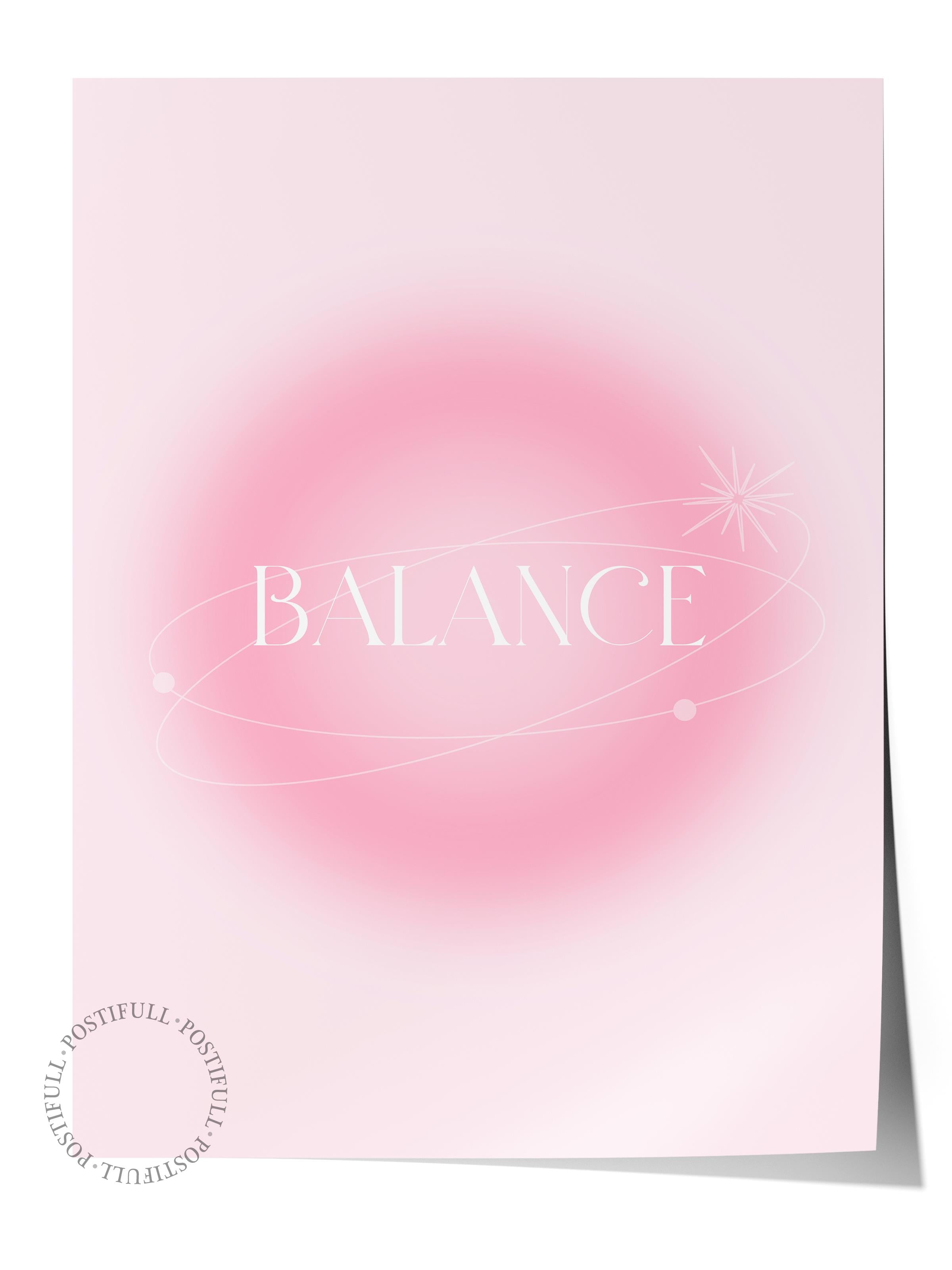 Çerçevesiz Poster, Aura Serisi NO:175 - Balance Pembe, Melek Numaraları, Renkli Poster