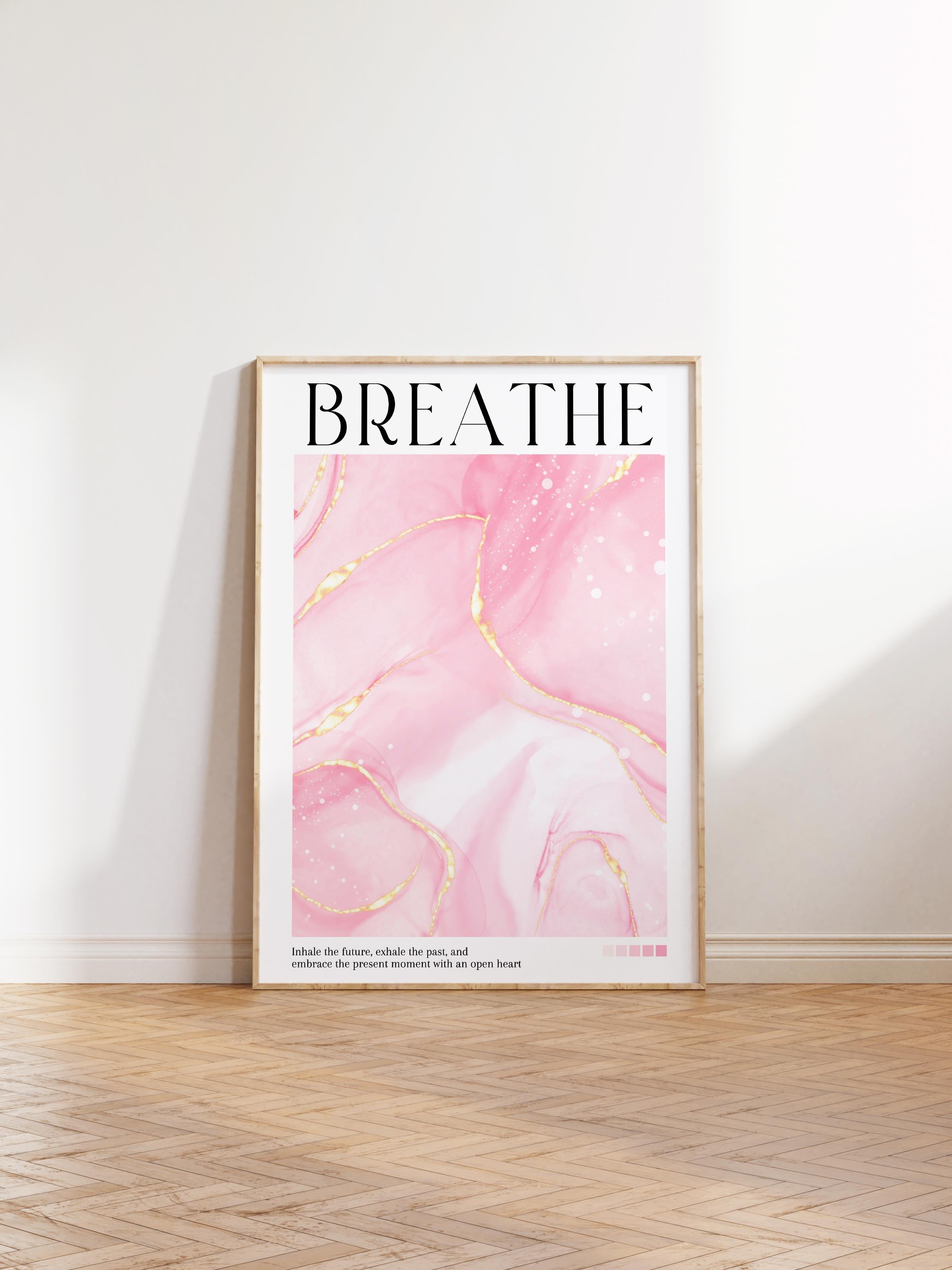 Çerçevesiz Poster, Aura Serisi NO:176 - Breathe Pembe, Melek Numaraları, Renkli Poster
