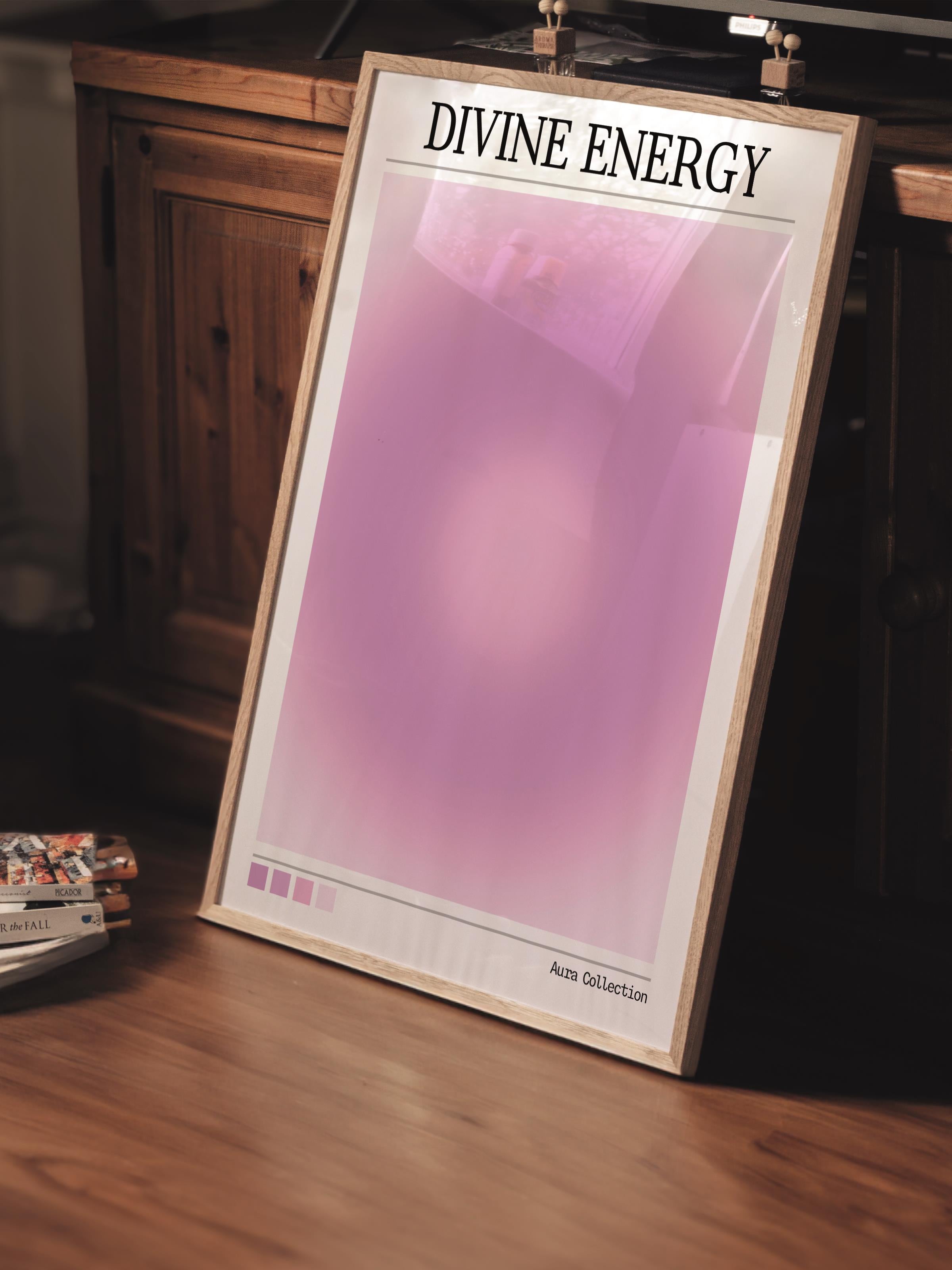 Çerçevesiz Poster, Aura Serisi NO:178 - Divine Energy Pembe, Melek Numaraları, Renkli Poster