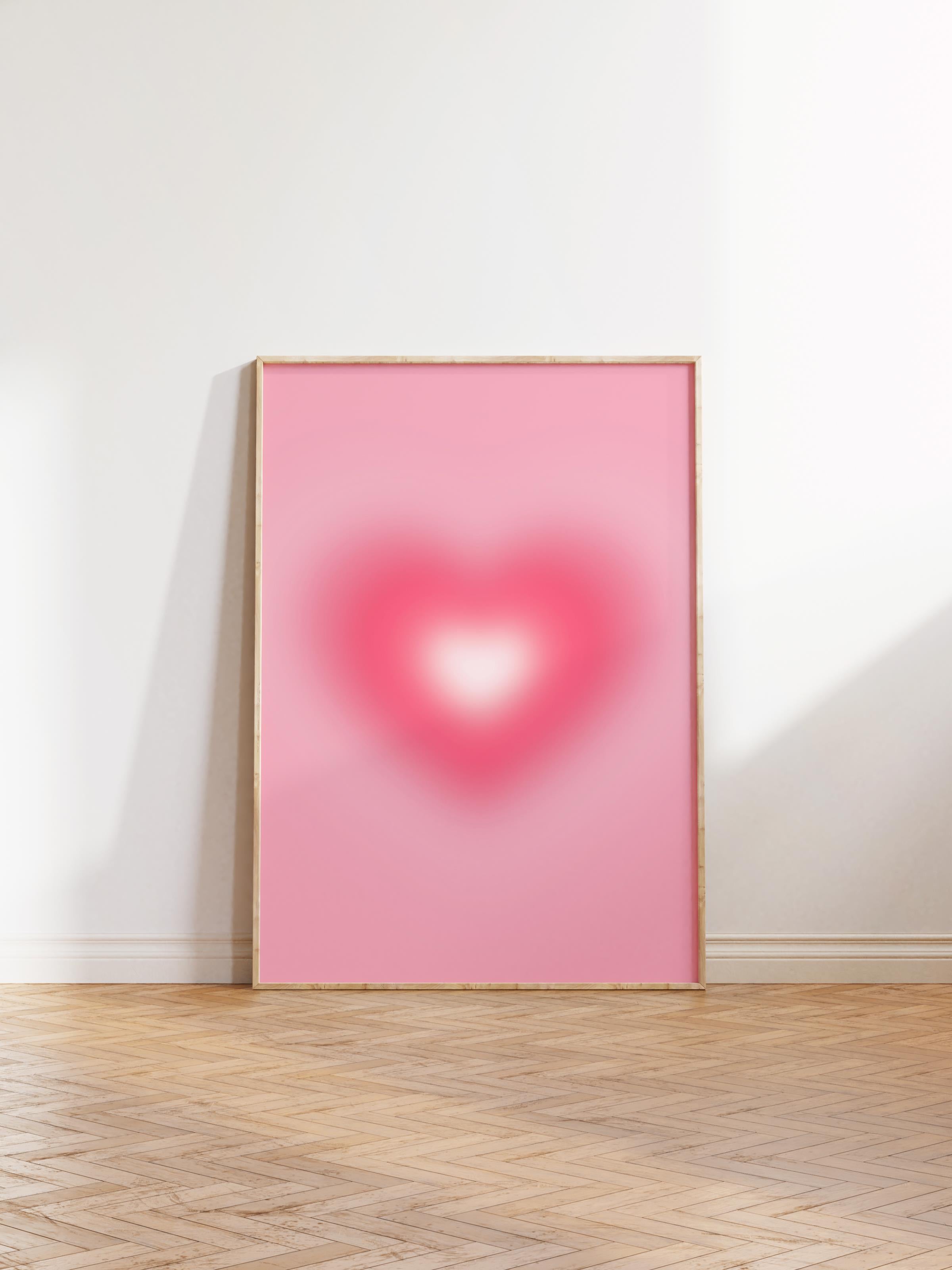 Çerçevesiz Poster, Aura Serisi NO:185 - Pembe Kalp, Melek Numaraları, Renkli Poster