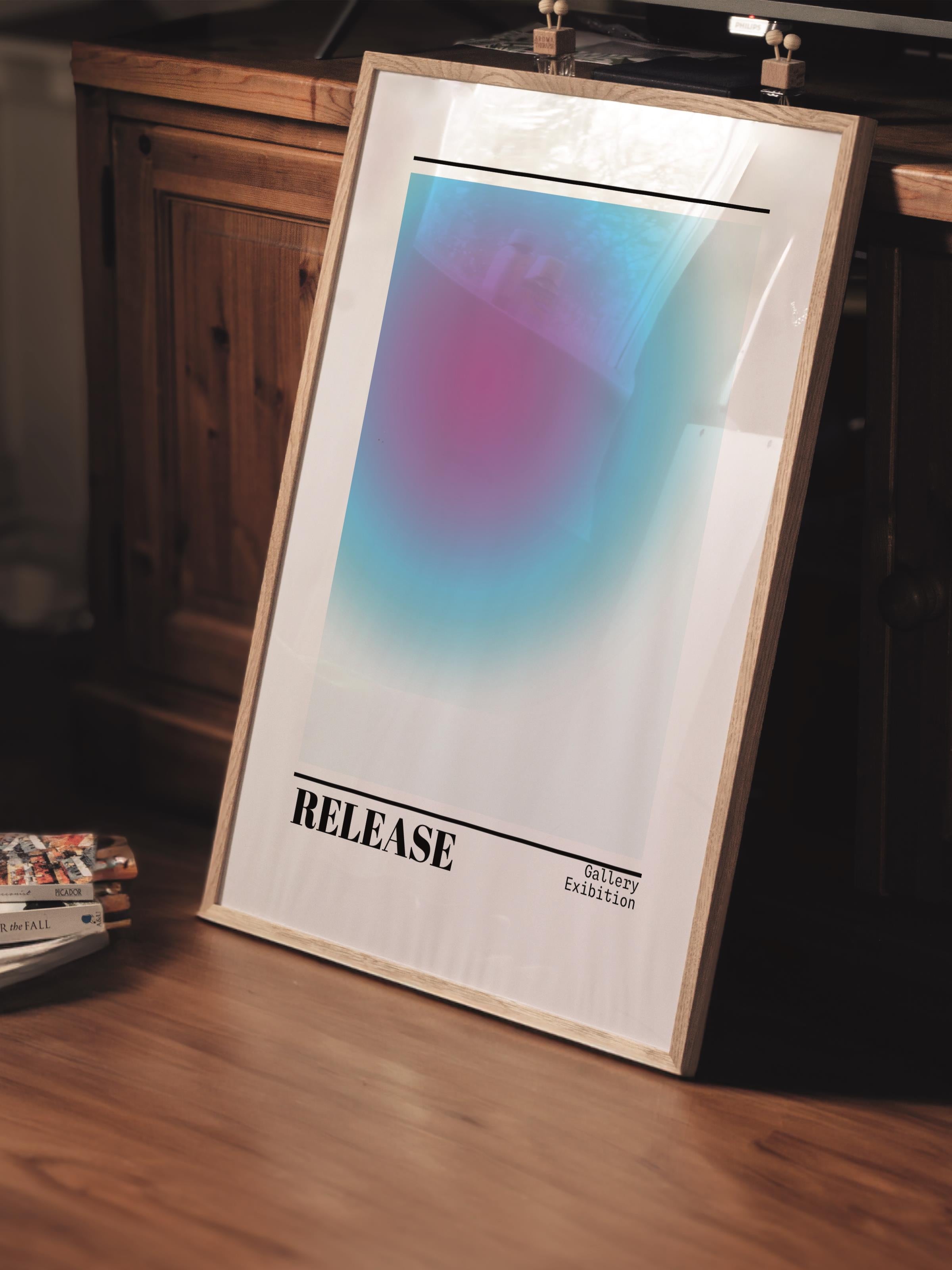 Çerçevesiz Poster, Aura Serisi NO:189 - Mavi Release, Melek Numaraları, Renkli Poster