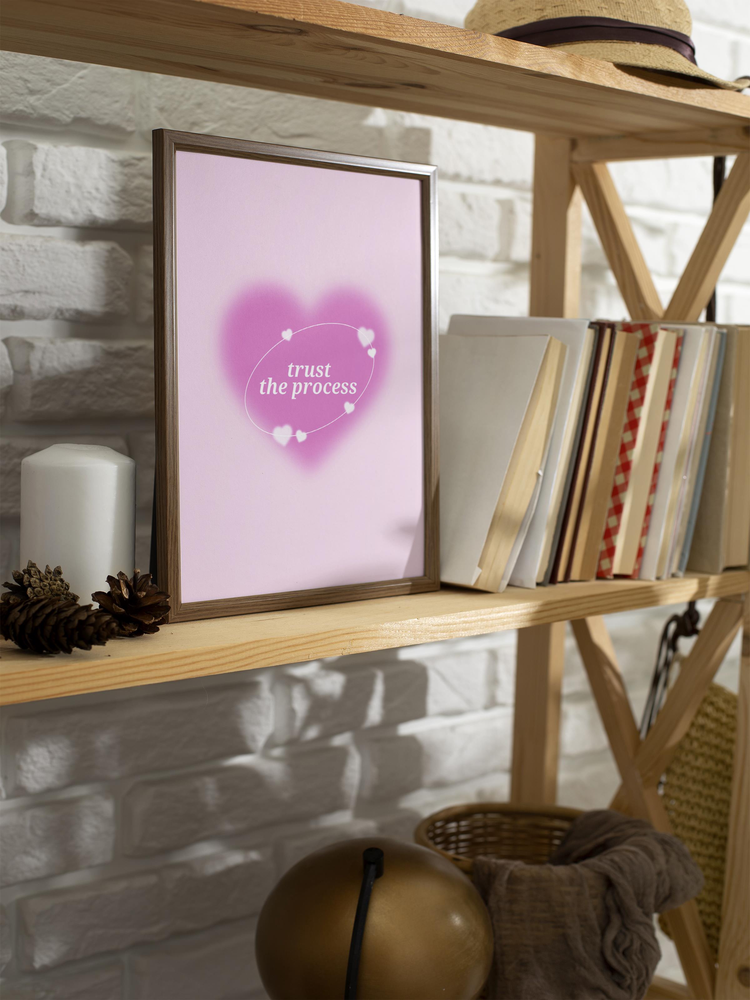 Çerçevesiz Poster, Aura Serisi NO:190 - Pembe Trust the Process, Melek Numaraları, Renkli Poster