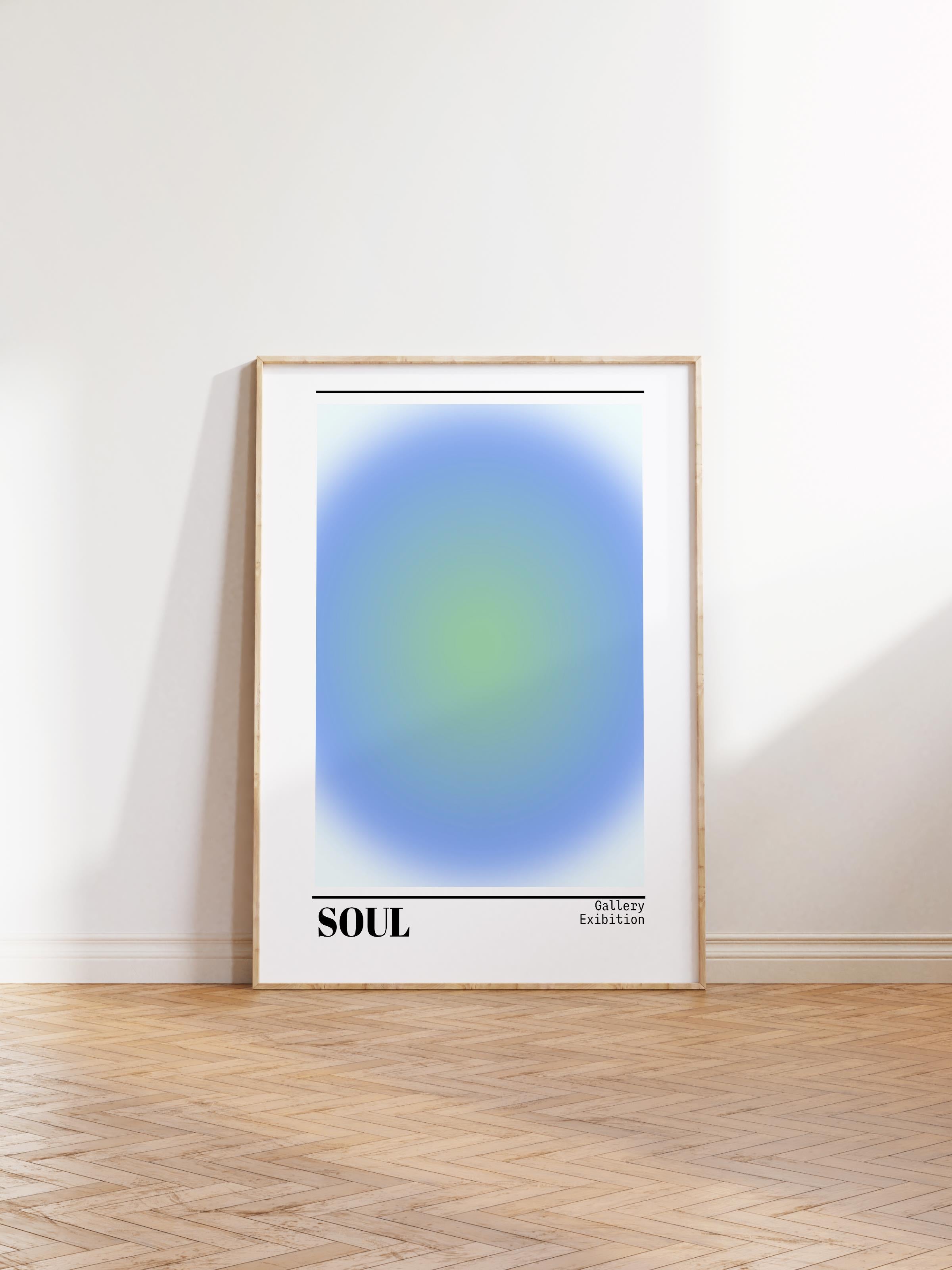 Çerçevesiz Poster, Aura Serisi NO:192 - Soul Mavi ve Yeşil, Melek Numaraları, Renkli Poster