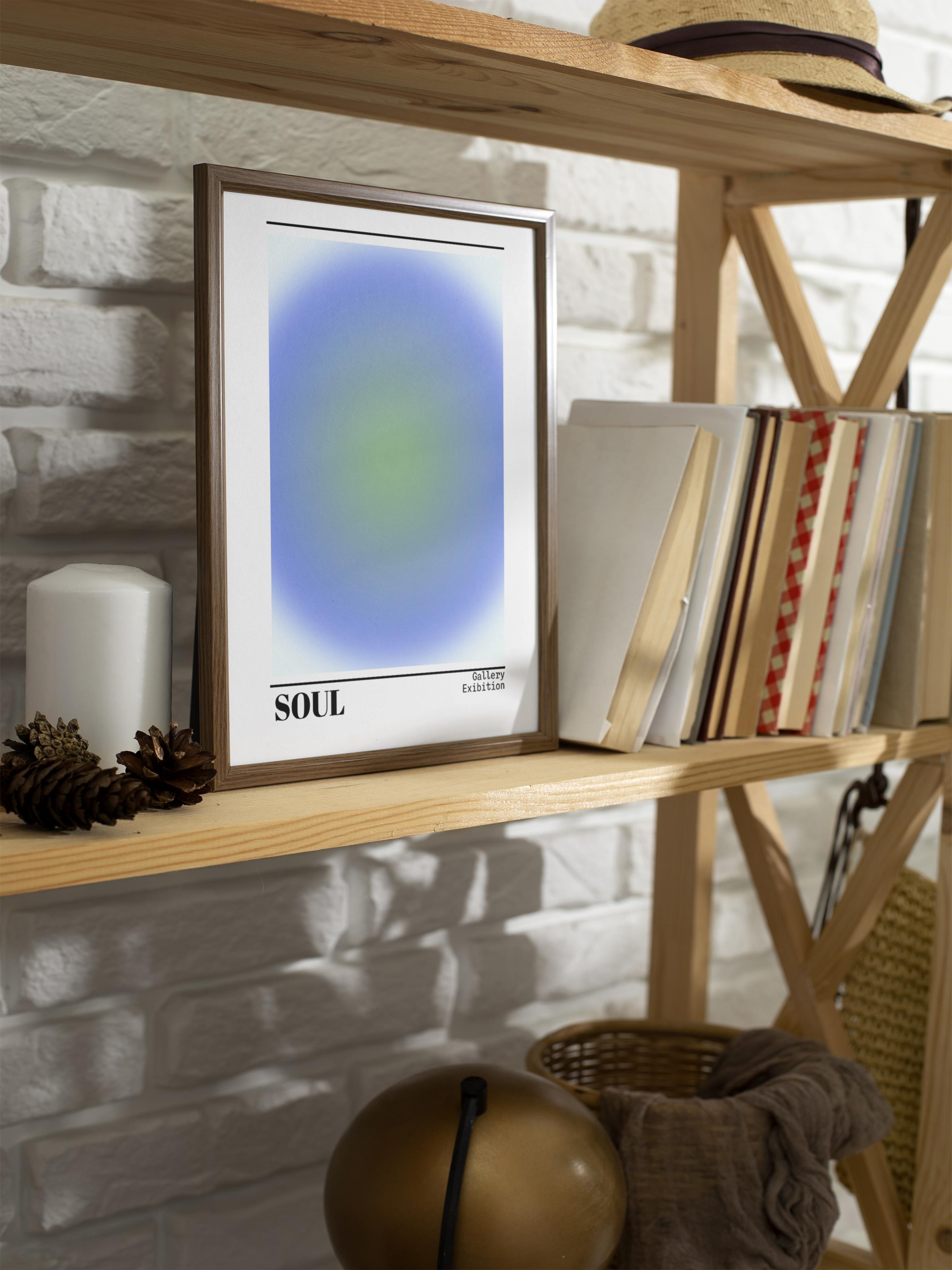 Çerçevesiz Poster, Aura Serisi NO:192 - Soul Mavi ve Yeşil, Melek Numaraları, Renkli Poster