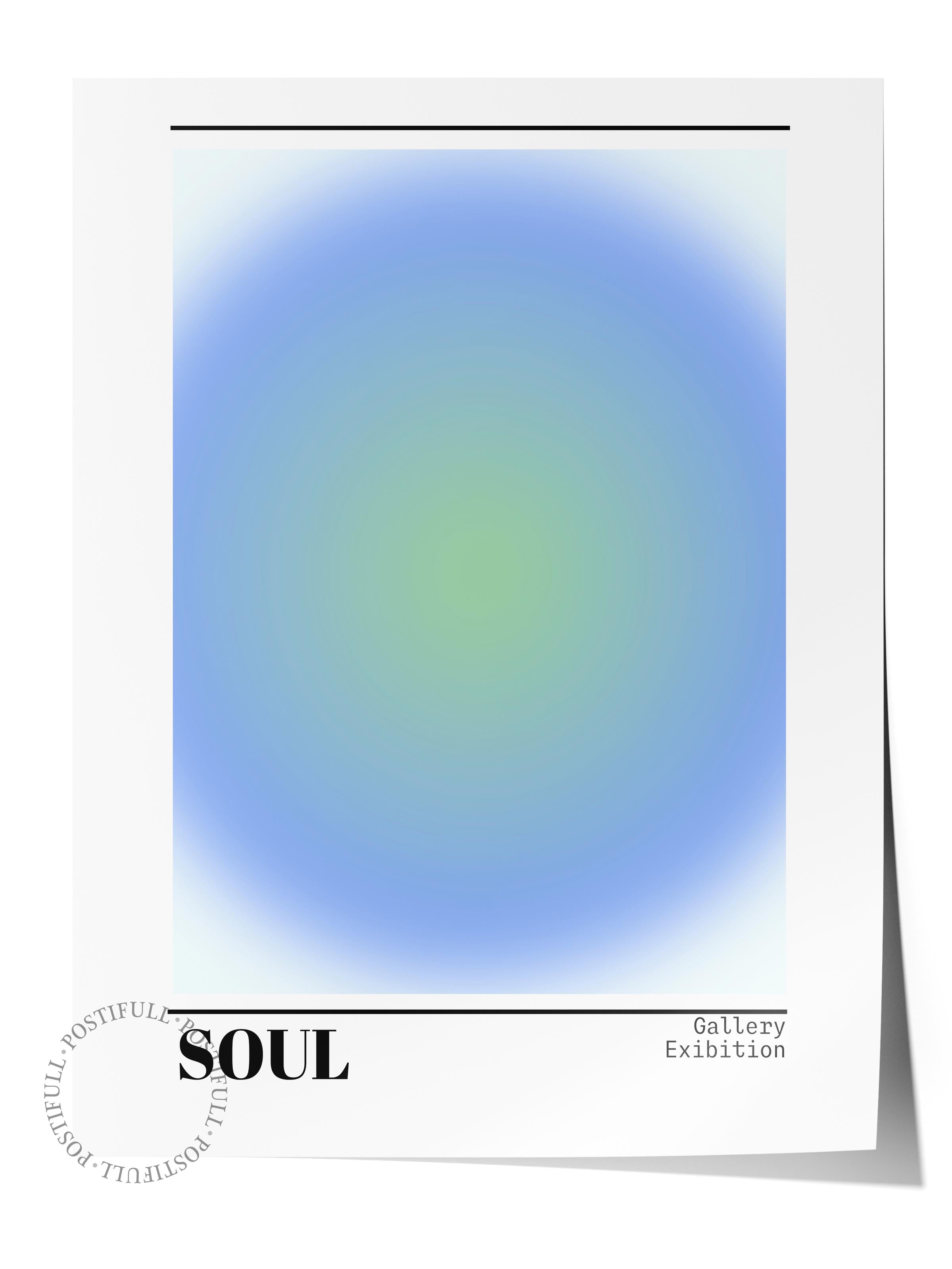 Çerçevesiz Poster, Aura Serisi NO:192 - Soul Mavi ve Yeşil, Melek Numaraları, Renkli Poster