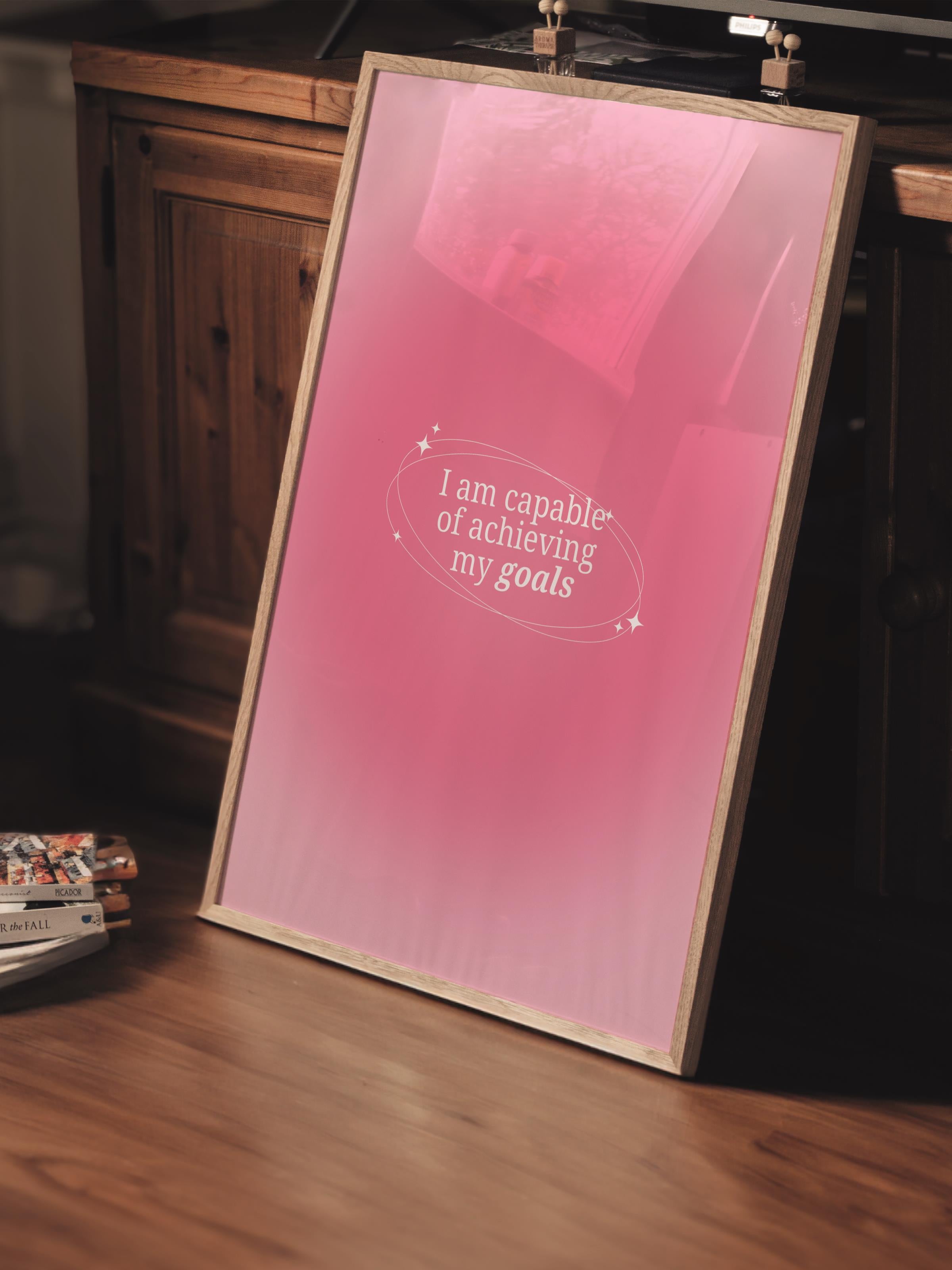 Çerçevesiz Poster, Aura Serisi NO:202 - I am capable of achieving my goals, Melek Numaraları