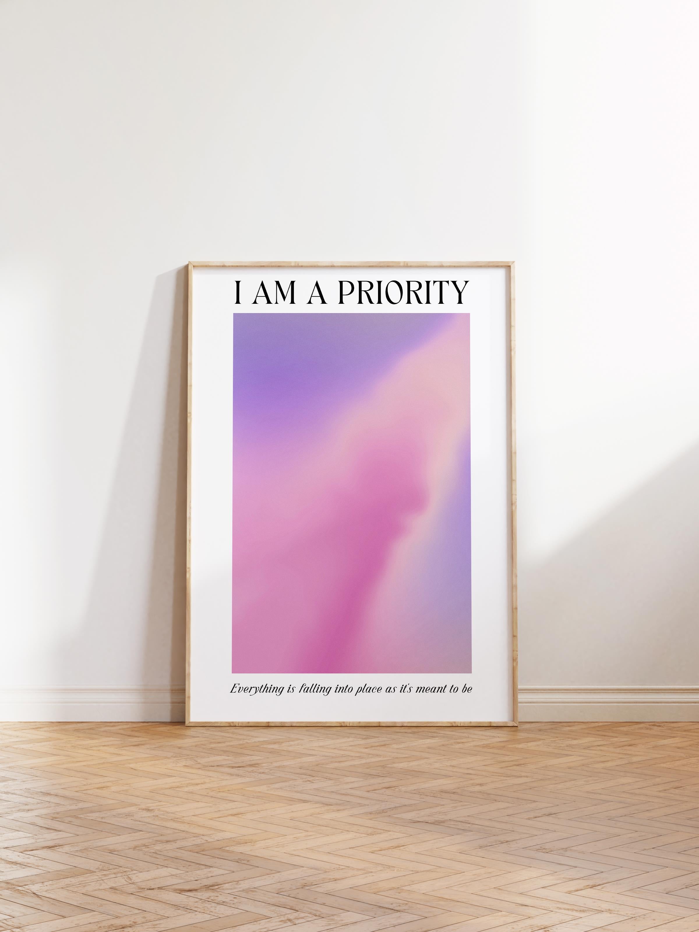 Çerçevesiz Poster, Aura Serisi NO:207 - I am priority, Melek Numaraları, Renkli Poster