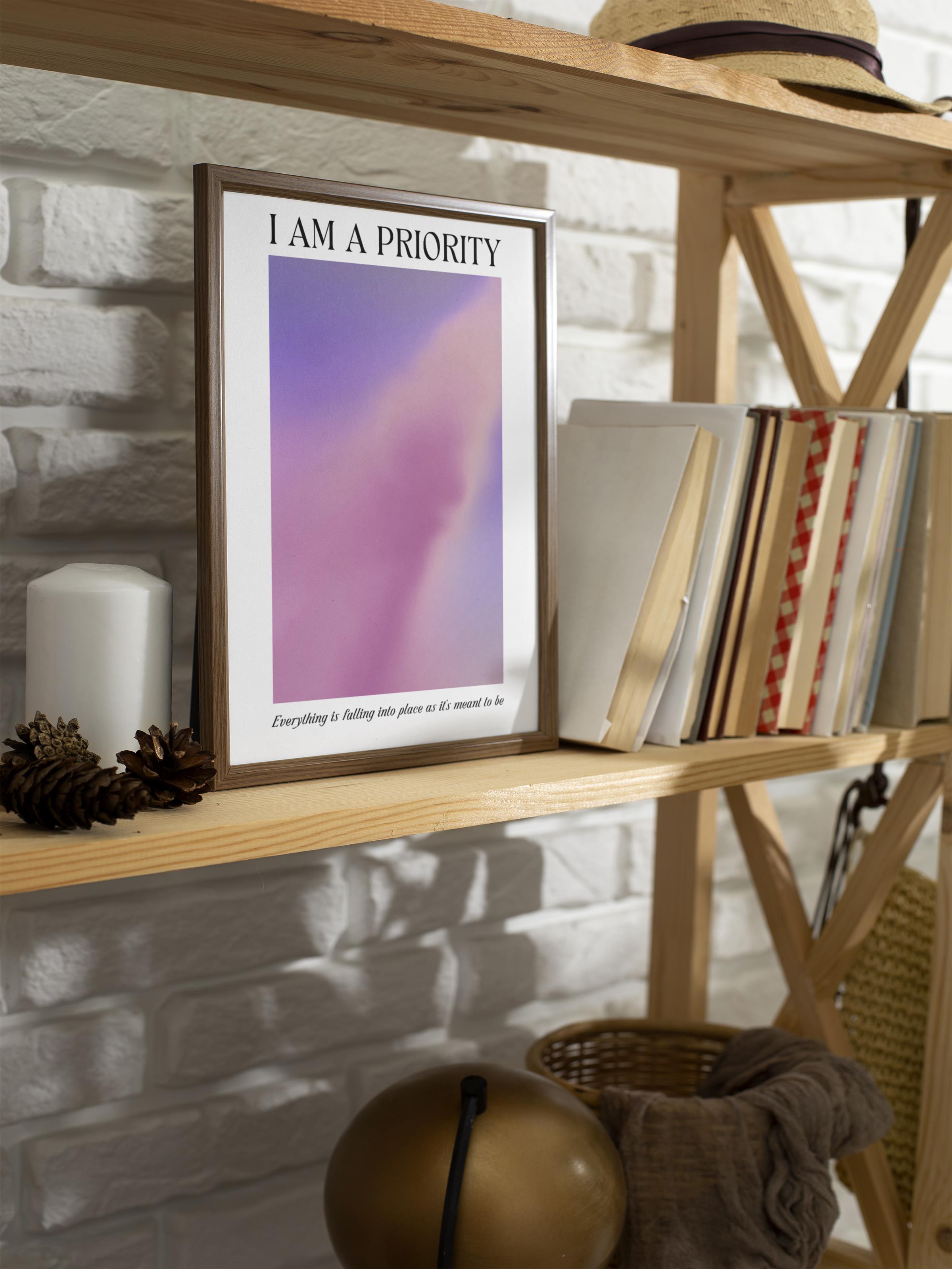 Çerçevesiz Poster, Aura Serisi NO:207 - I am priority, Melek Numaraları, Renkli Poster