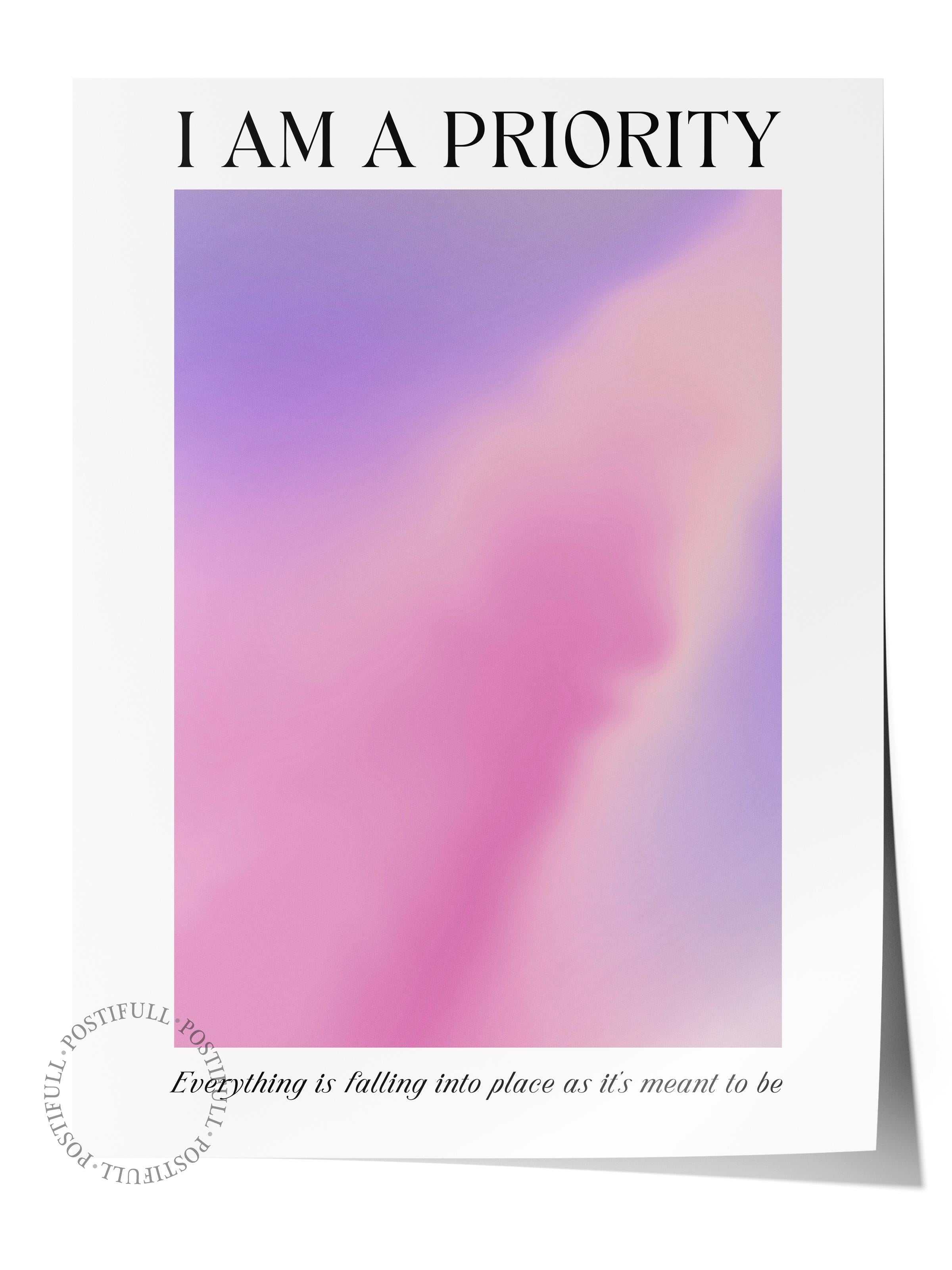 Çerçevesiz Poster, Aura Serisi NO:207 - I am priority, Melek Numaraları, Renkli Poster