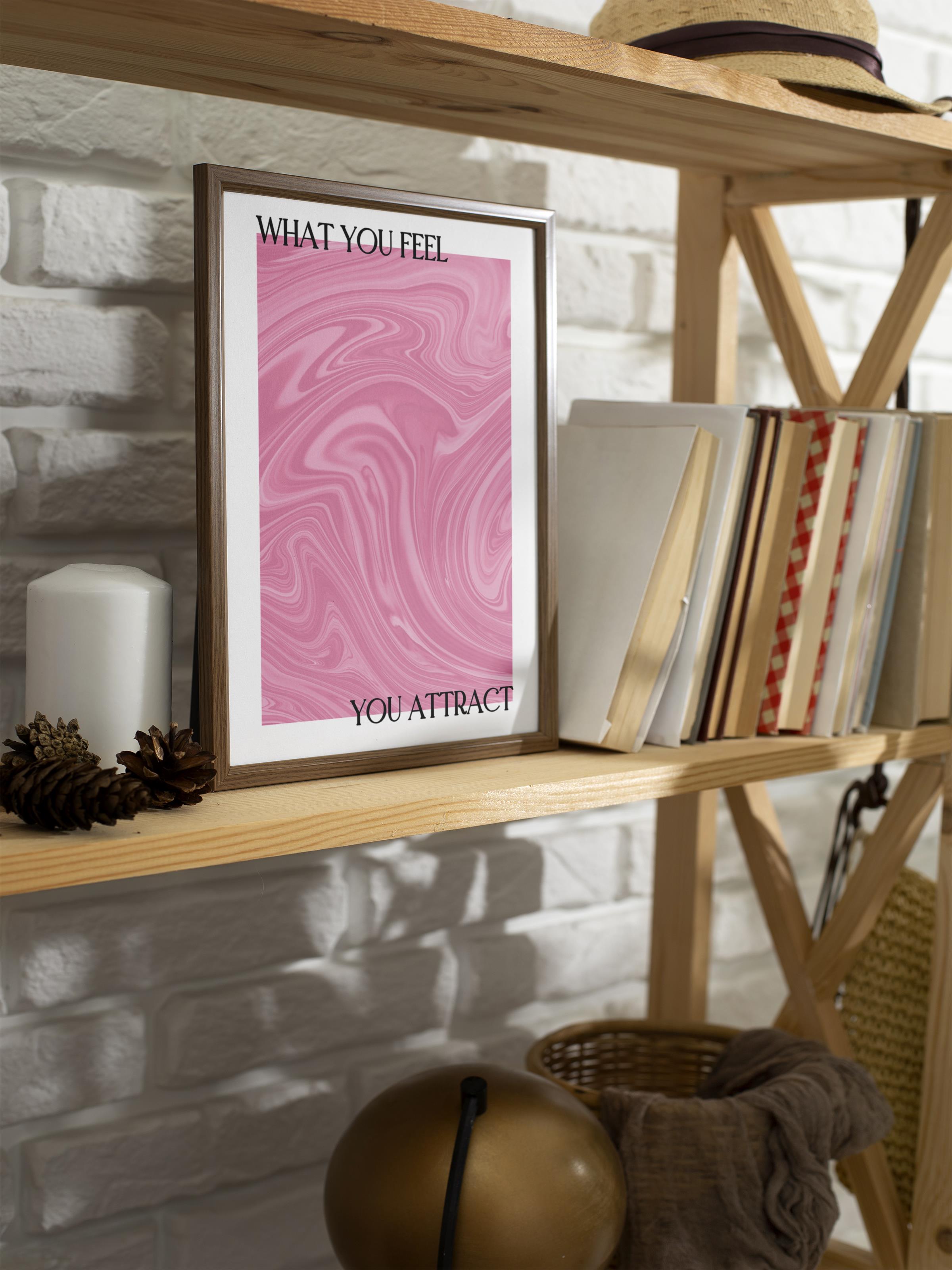 Çerçevesiz Poster, Aura Serisi NO:210 - What You Feel, You Attract, Melek Numaraları, Renkli Poster