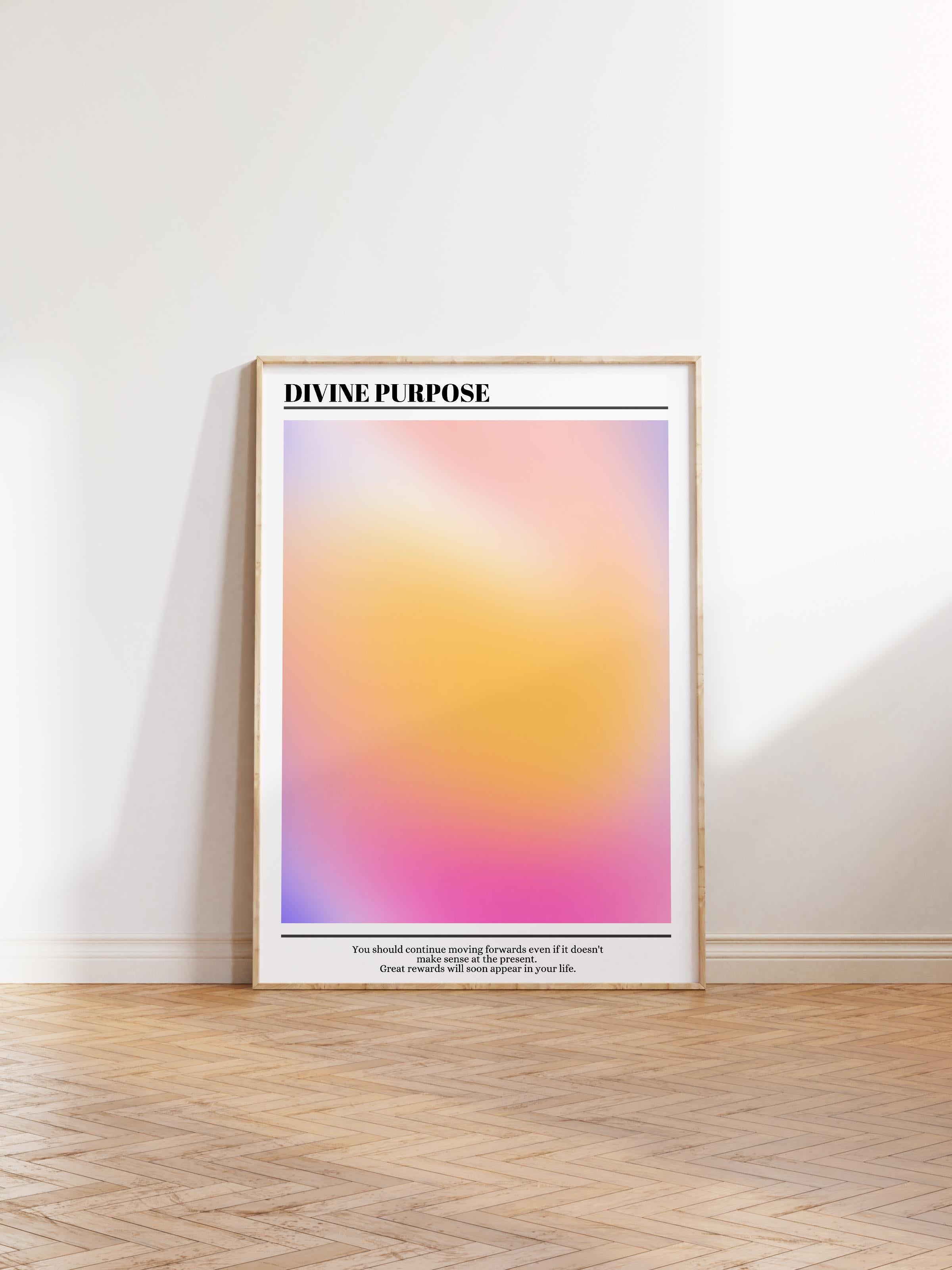 Çerçevesiz Poster, Aura Serisi NO:215 - Divine Purpose, Melek Numaraları, Renkli Poster